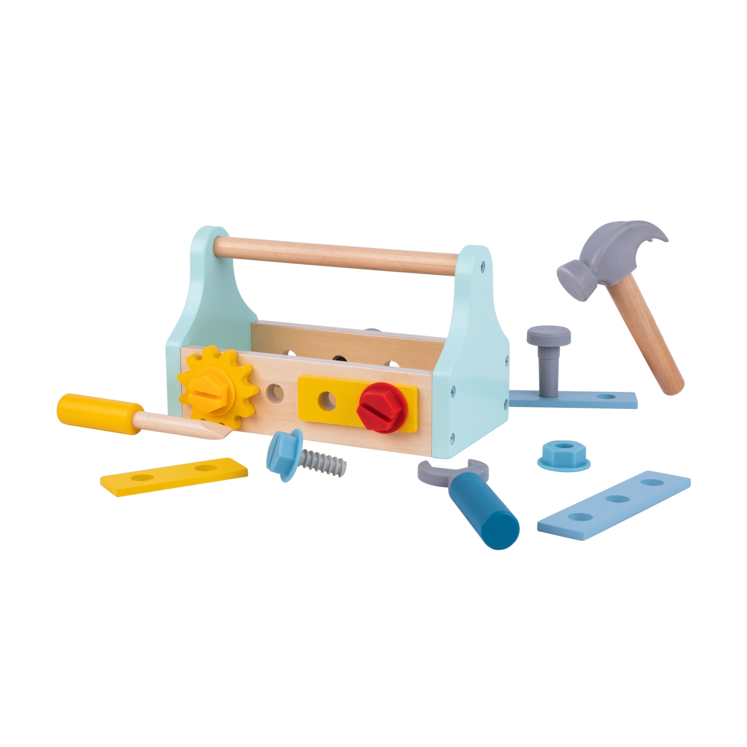 TOOKYLAND Boîte à Outils Jouet en Bois - 18pcs - Ensemble de Jeu Coffre de Construction pour Enfants 3 Ans +