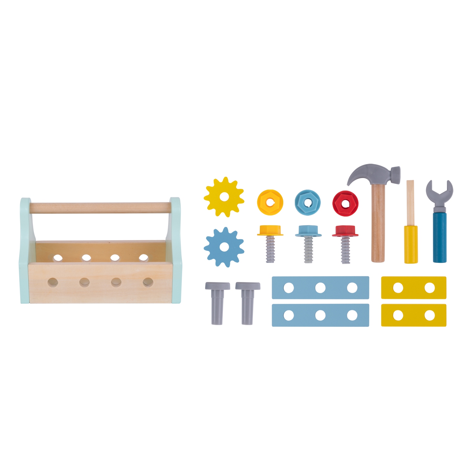 TOOKYLAND Boîte à Outils Jouet en Bois - 18pcs - Ensemble de Jeu Coffre de Construction pour Enfants 3 Ans +