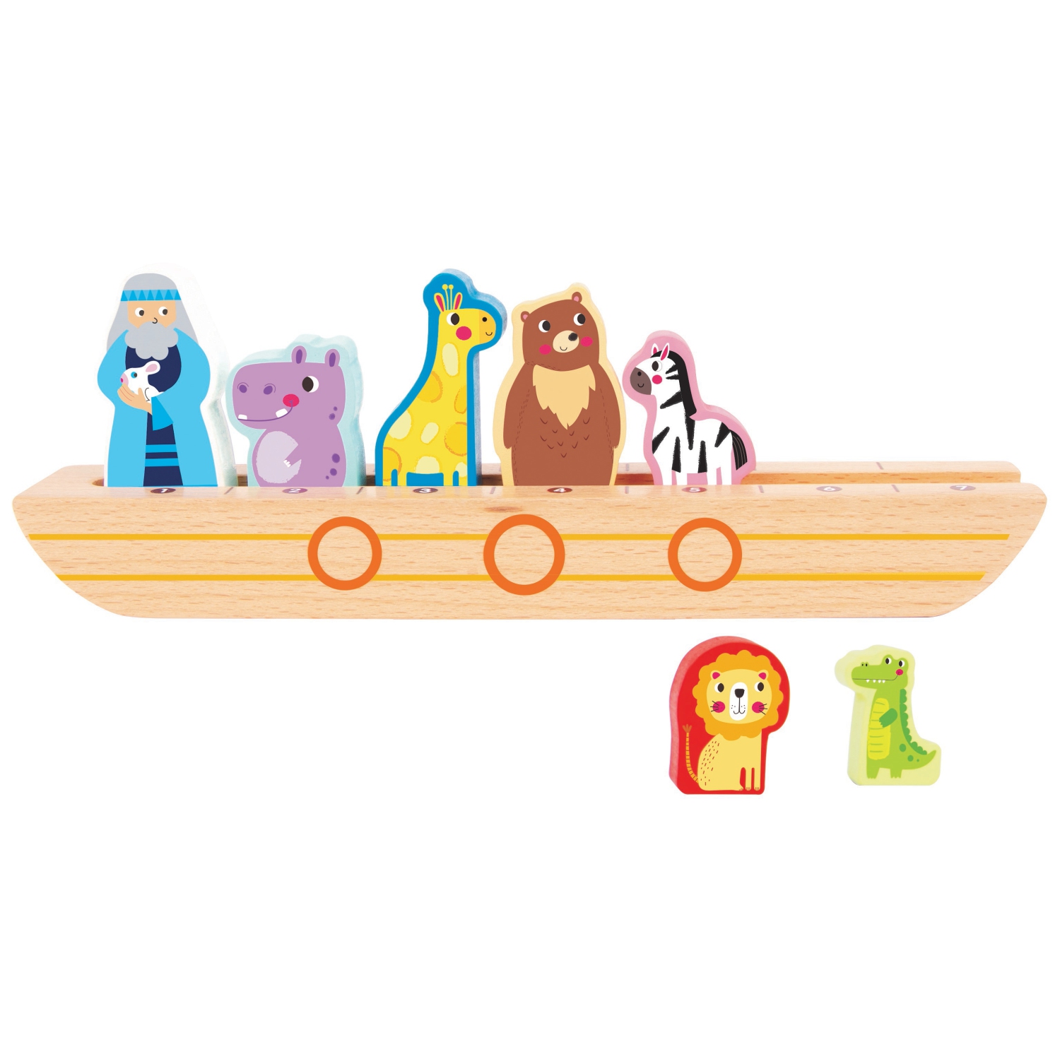 TOOKYLAND Jouet Arche de Noé - 9pcs - Jeu de Tri et d'Association en Bois avec Arche, Figurines et Livret, pour Enfants de 3 ans et plus