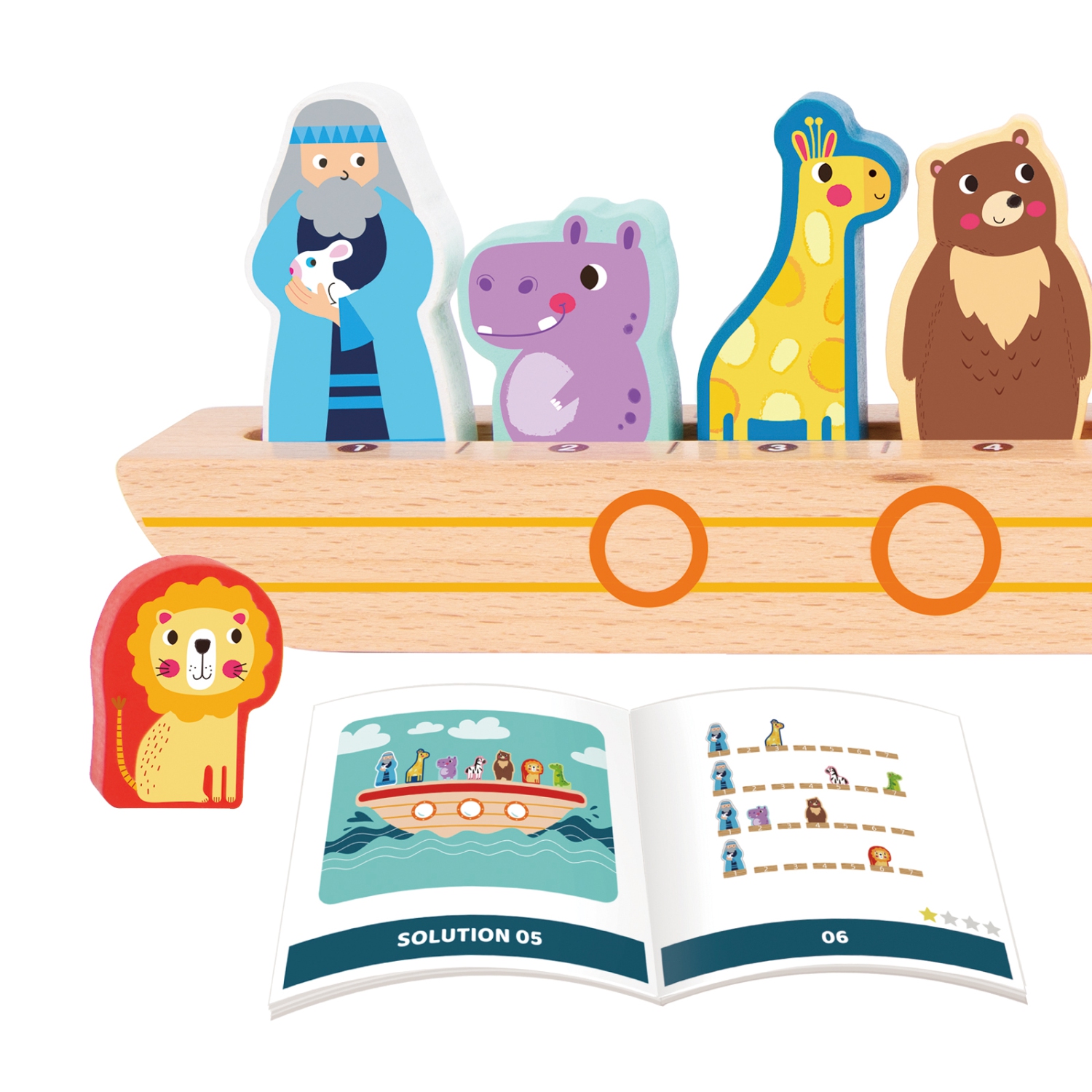 TOOKYLAND Jouet Arche de Noé - 9pcs - Jeu de Tri et d'Association en Bois avec Arche, Figurines et Livret, pour Enfants de 3 ans et plus