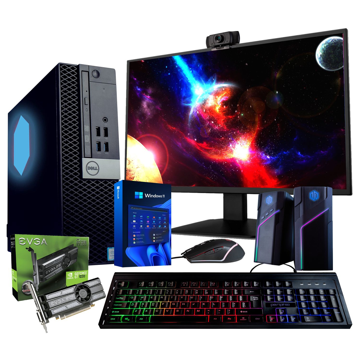 Refurbished (Good) Dell Prebuilt RGB Gaming Desktop Computer | Core i7 + GeForce GT 1030 2GB GPU| 1080p Gaming PC | 16GB DDR4 RAM| 500GB SSD | Wi-Fi 5G + Bluetooth | Windows 11 Pro