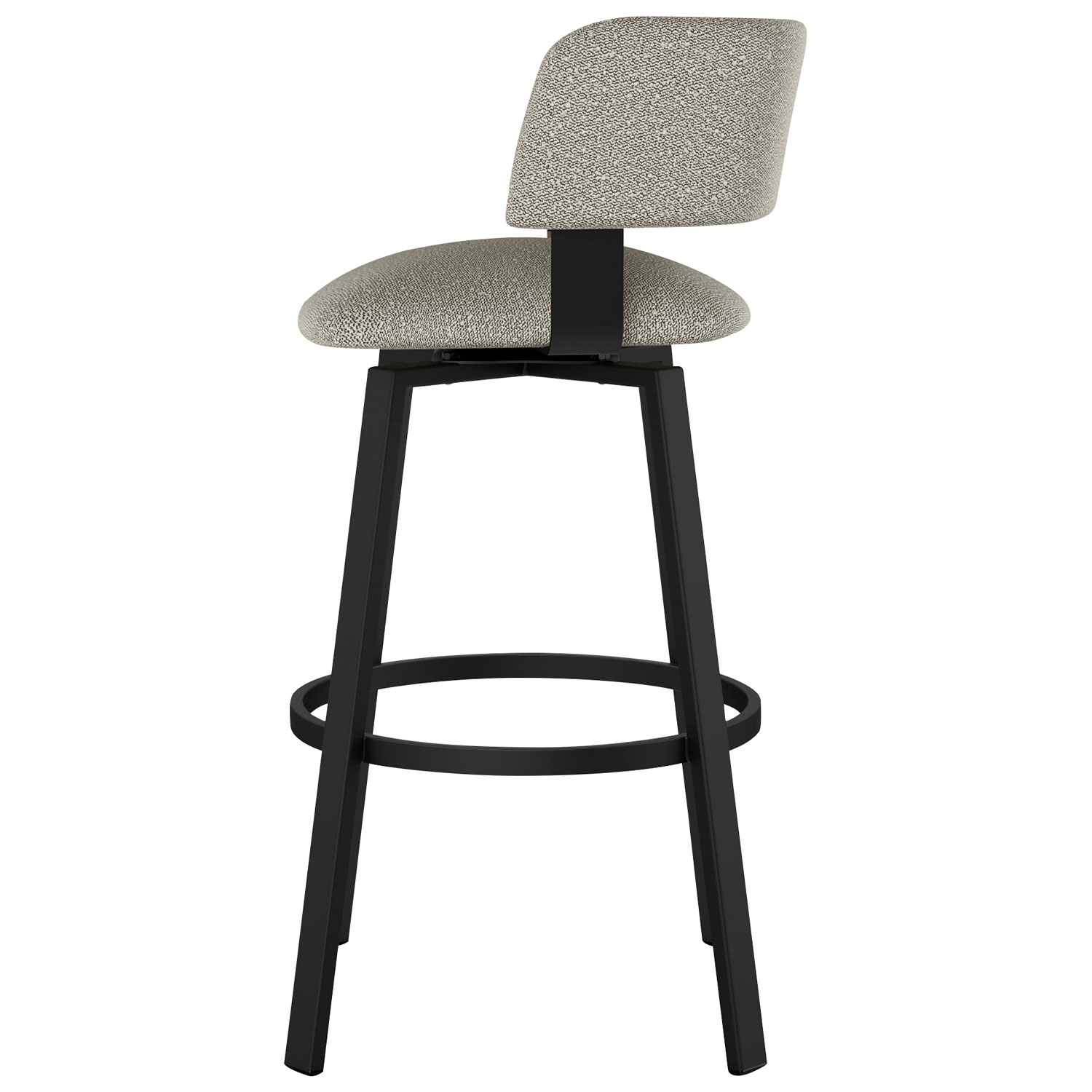Tabouret de bar contemporain à hauteur de bar Stinson - Tissu bouclé gris beige/Noir
