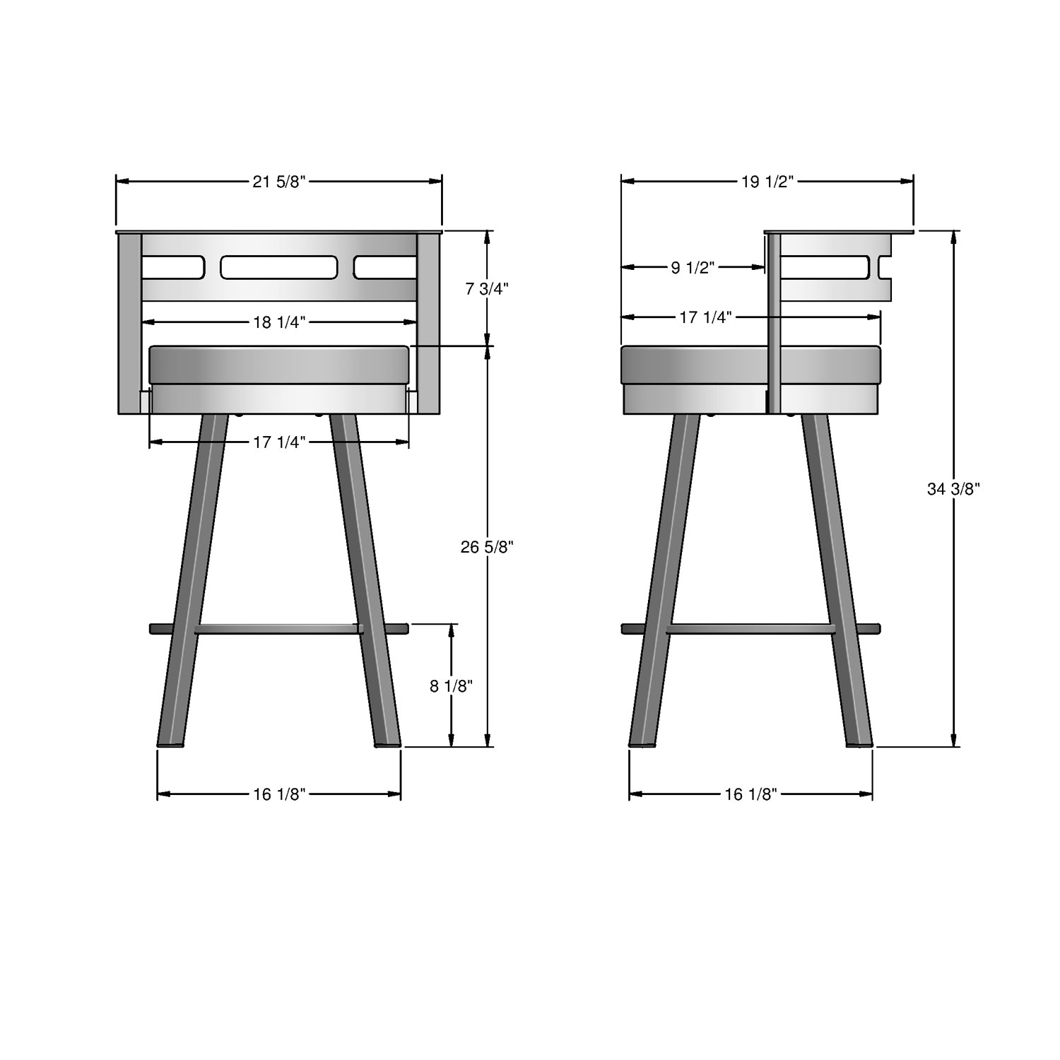 Tabouret de bar contemporain à hauteur de comptoir Render - Crème/Noir