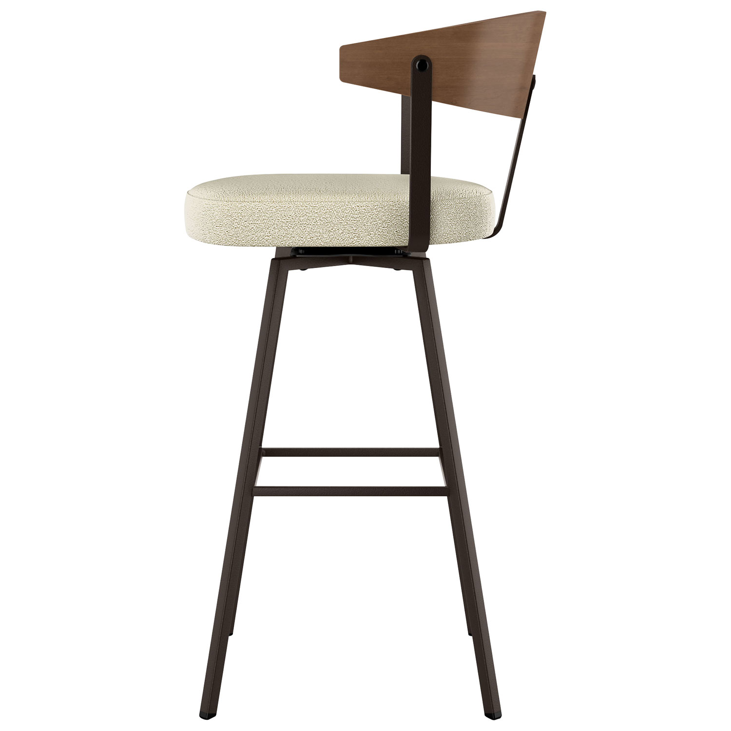 Tabouret de bar contemporain à hauteur de bar Quinton - Tissu bouclé crème/Brun pâle/Brun foncé