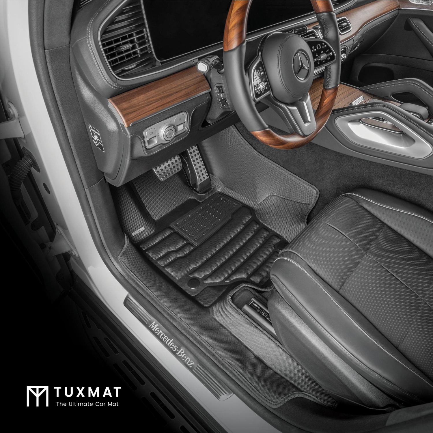 TuxMat – Pour Mercedes-Benz GLS 7 places avec groupe siège arrière exécutif 2020-2026 modèles – Tapis d'auto personnalisés – Couverture maximale,