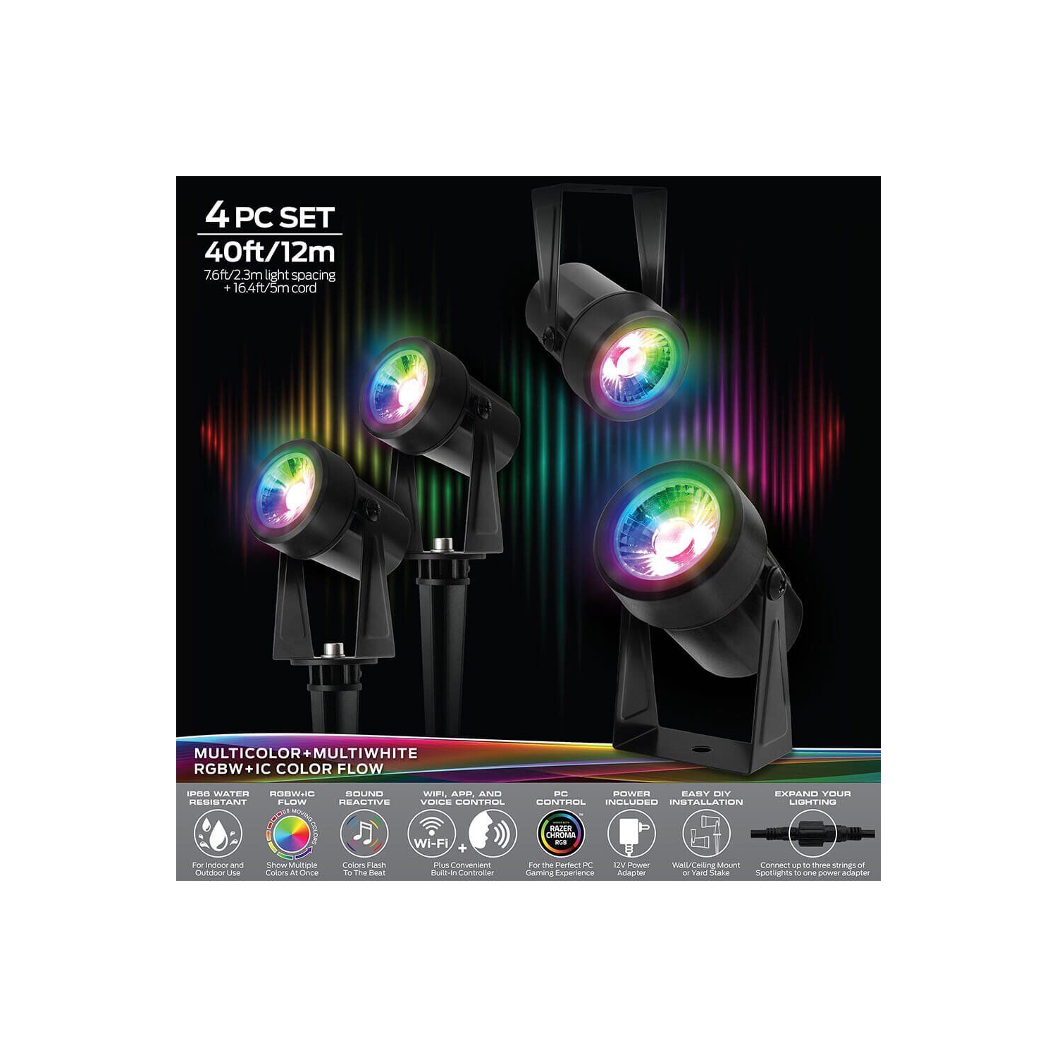 Monster Smart Illuminessence 4-Piece Smart Spotlight Outdoor Yard Light