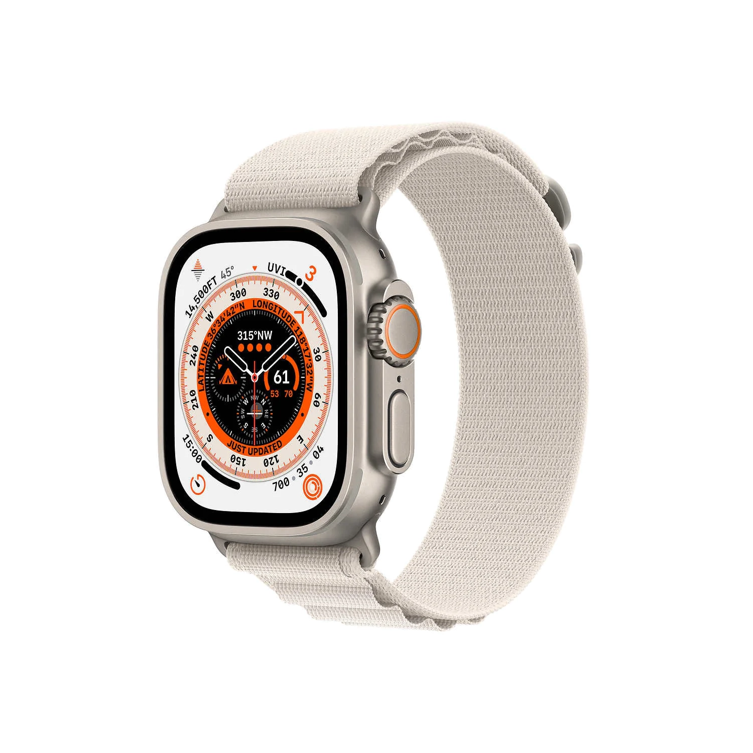 Apple Watch Ultra 49mm Titanium Case with Starlight Alpine Loop - Medium - Brand New