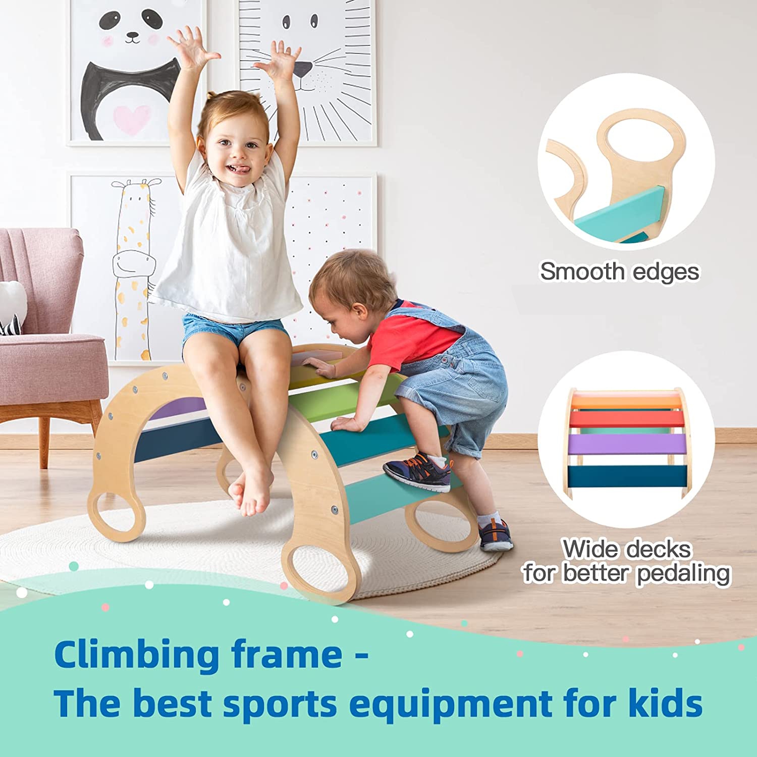 TOOKYLAND Arche d'Escalade en Bois - Jouet de Grimpe à Bascule Montessori pour Enfants de 3 Ans +