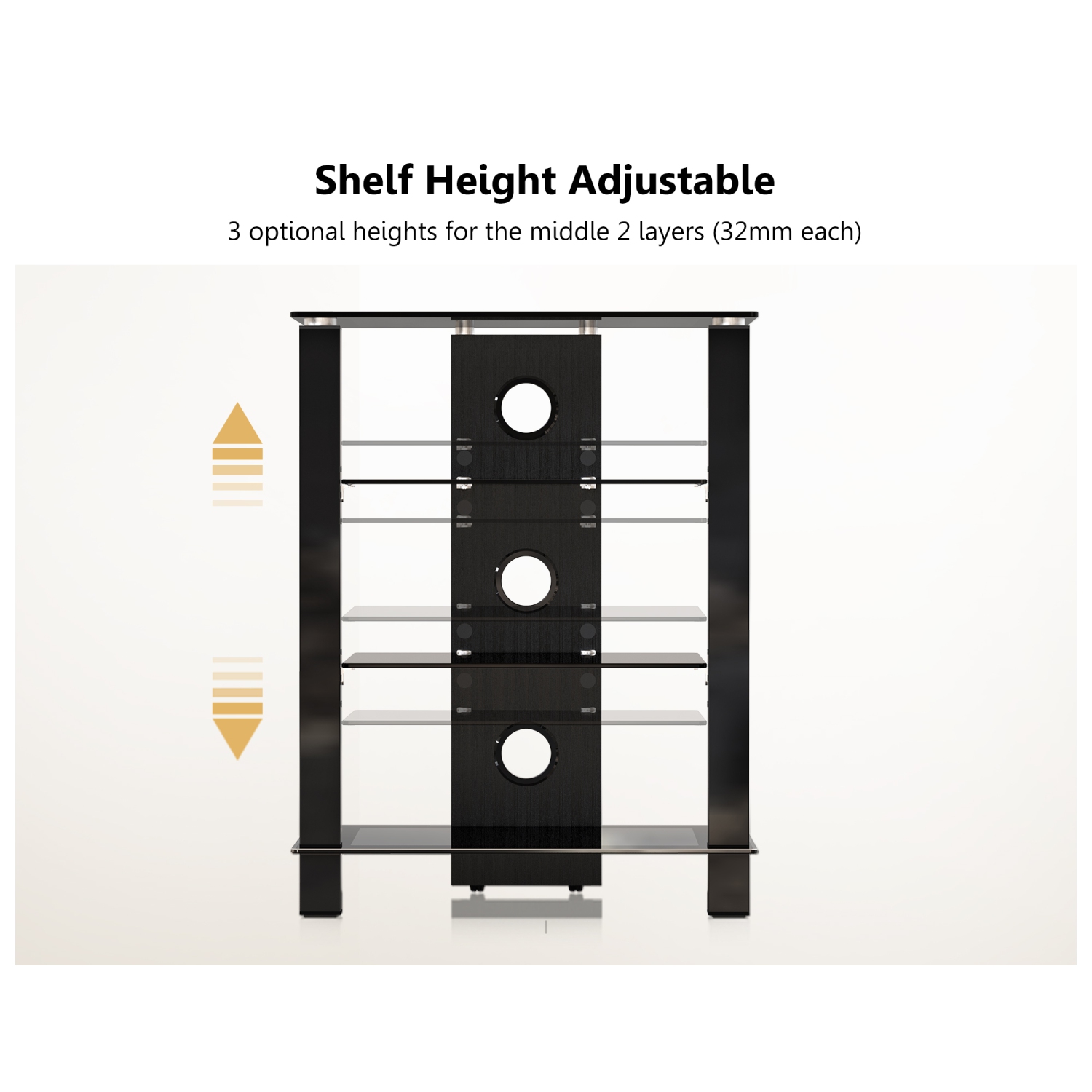 Meuble pour téléviseur à 4 niveaux FITUEYES pour cinéma maison / téléviseur / Xbox One / PS4 / récepteur / barre de son / console de jeu avec gestion