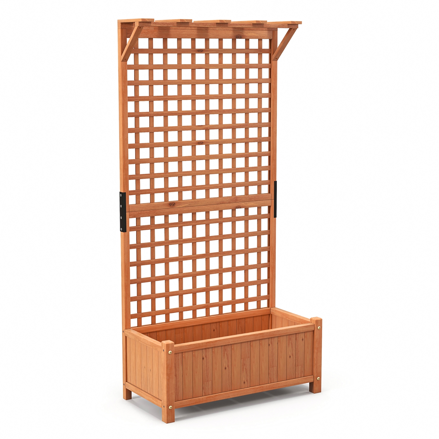 Gymax Wooden Planter Raised Garden Bed w/ Planter Box & Trellis Indoor & Outdoor