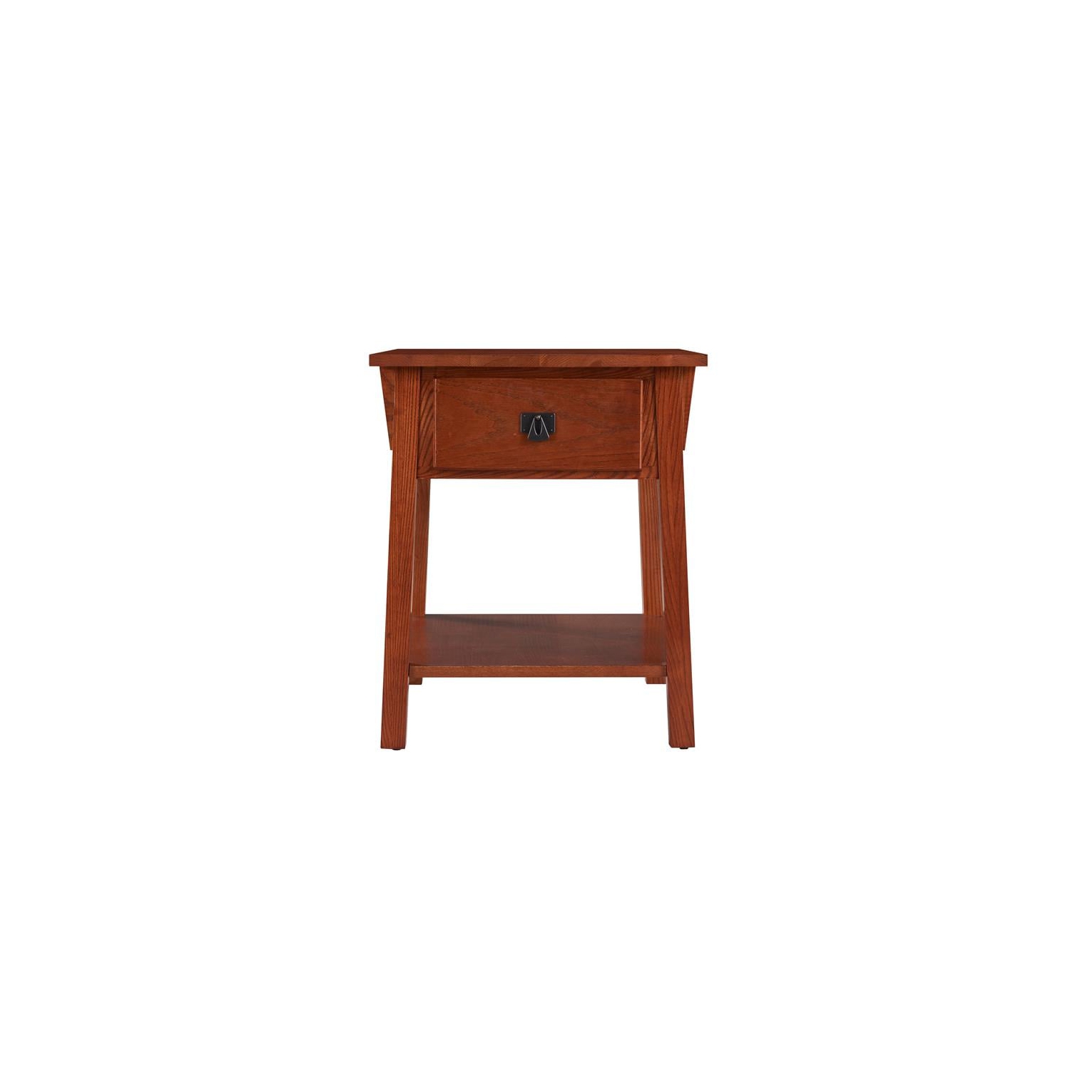 Bowery Hill Wood Locking Drawer Side Table in Russet/Brown Finish