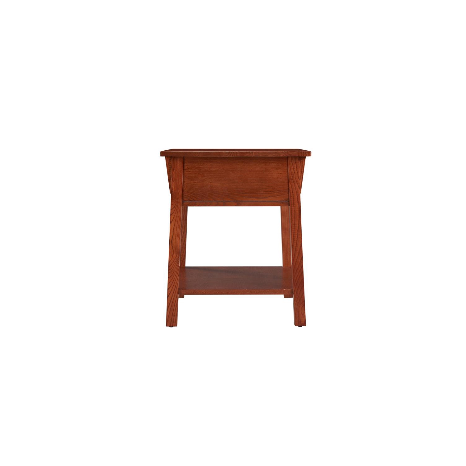 Bowery Hill Wood Locking Drawer Side Table in Russet/Brown Finish