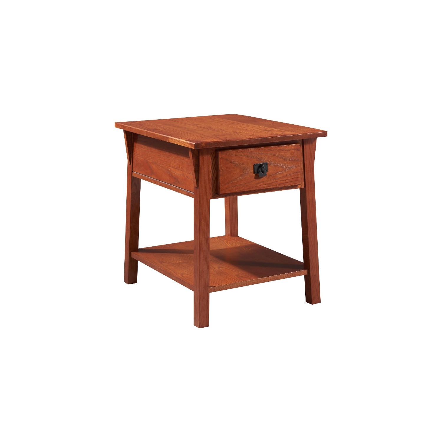 Bowery Hill Wood Locking Drawer Side Table in Russet/Brown Finish