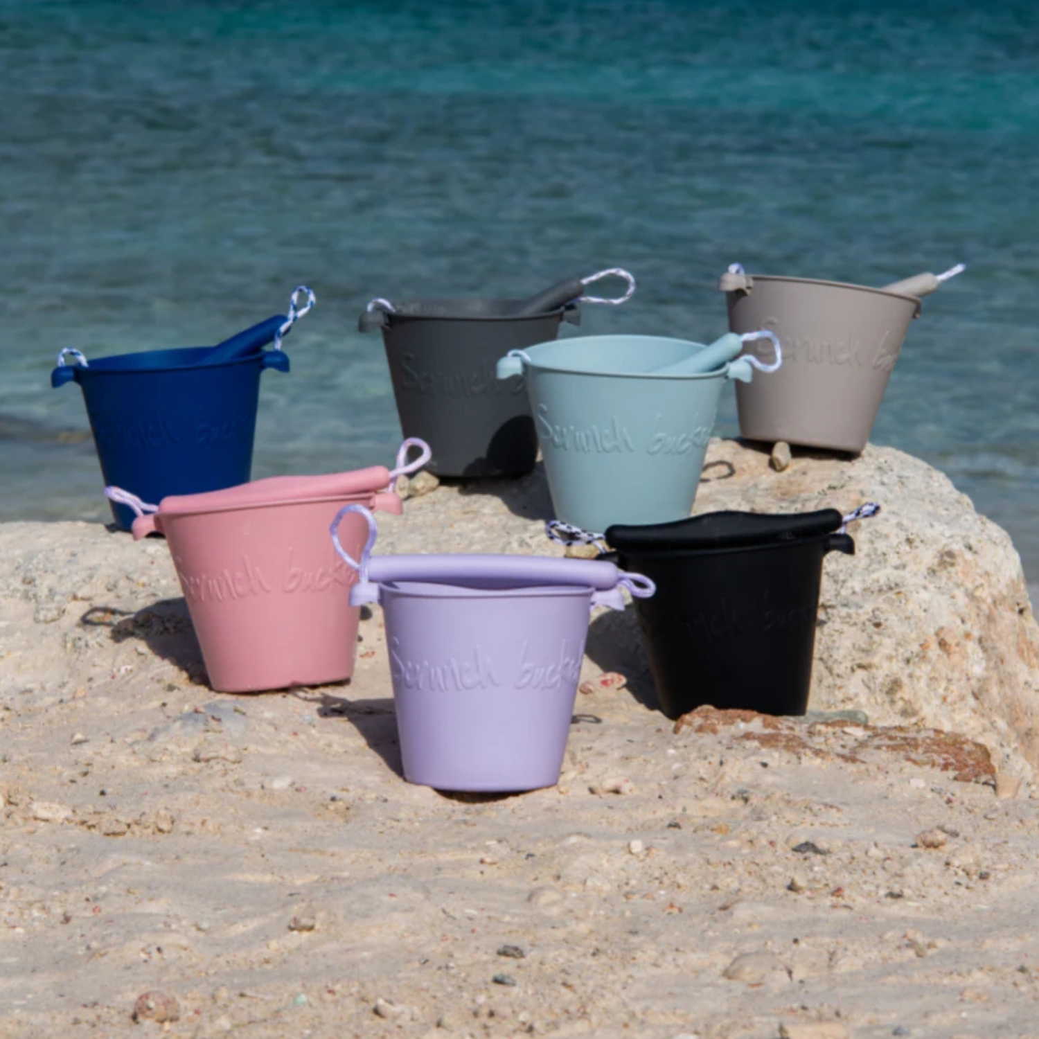 Scrunch Foldable Silicone Bucket and Spade Set - Duck Egg Blue