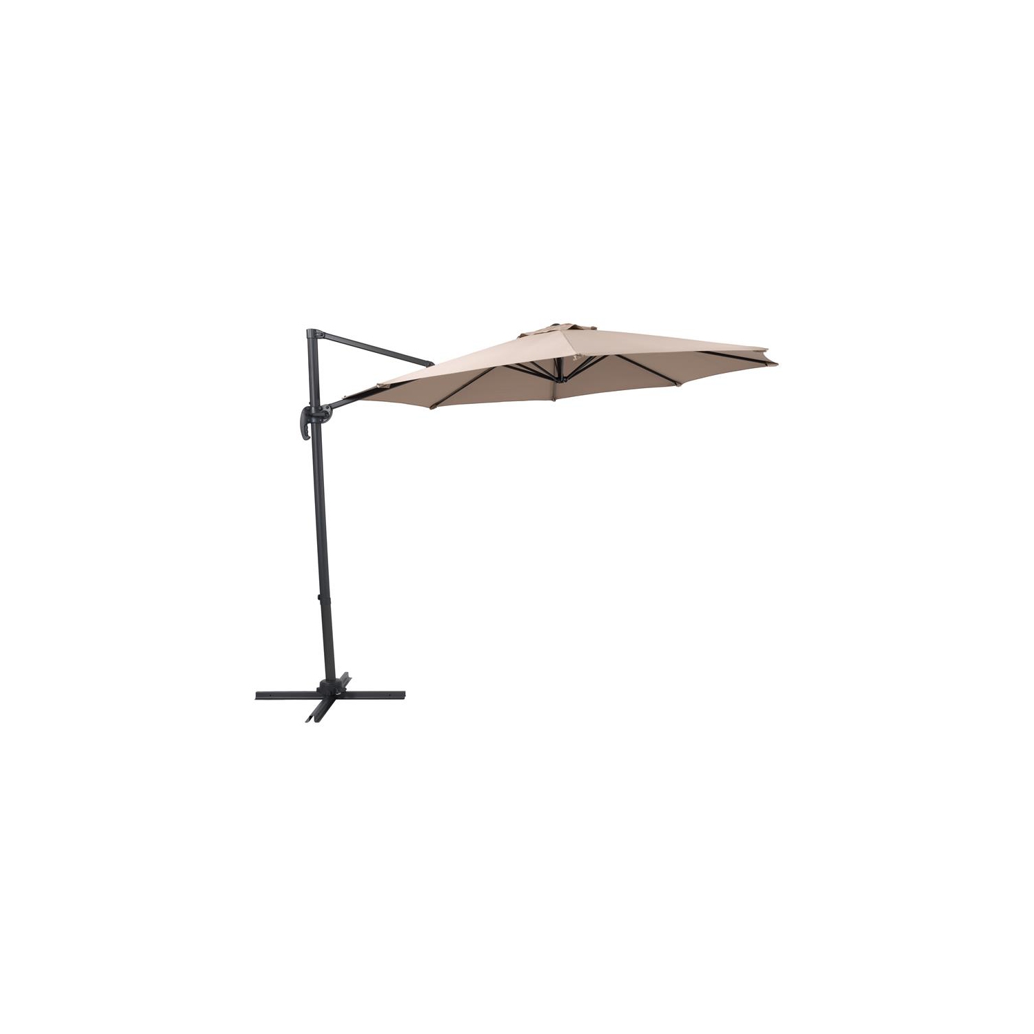 Parasol de patio taupe décentré