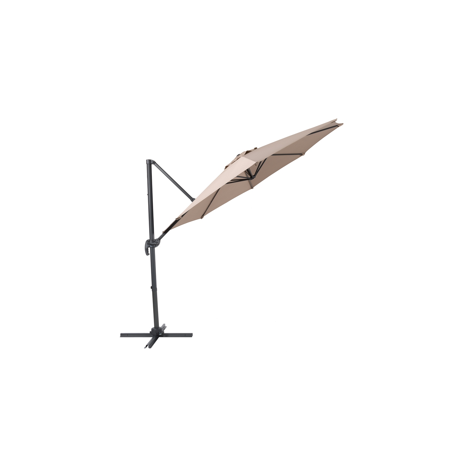Parasol de patio taupe décentré