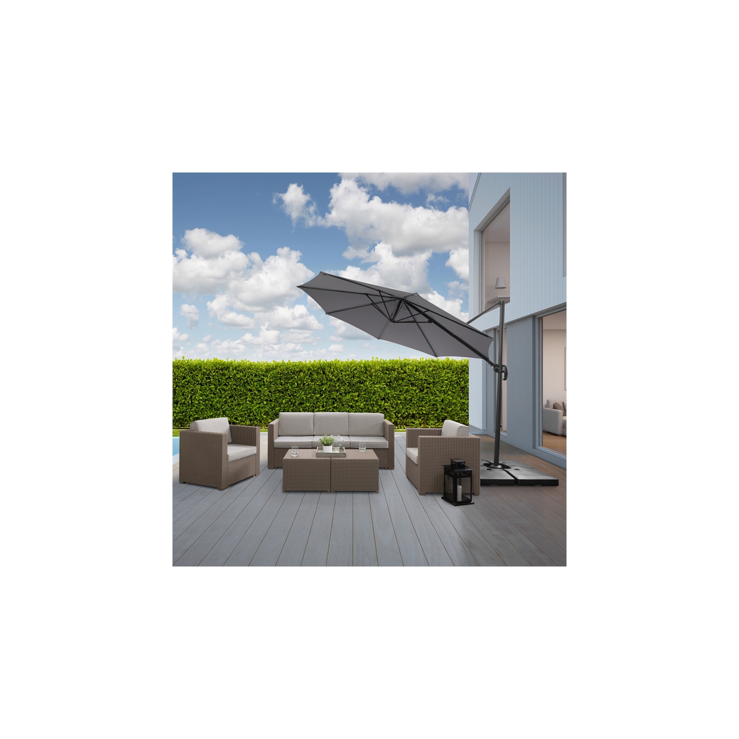 Parasol de patio grisdécentré