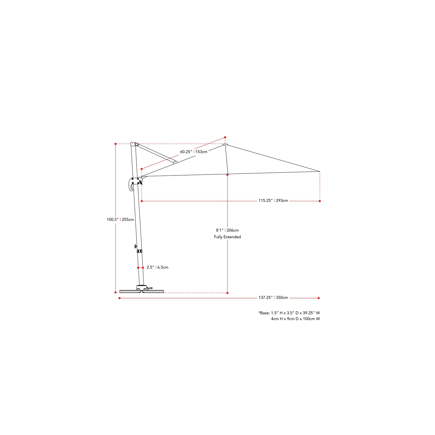 Parasol de patio noir décentré