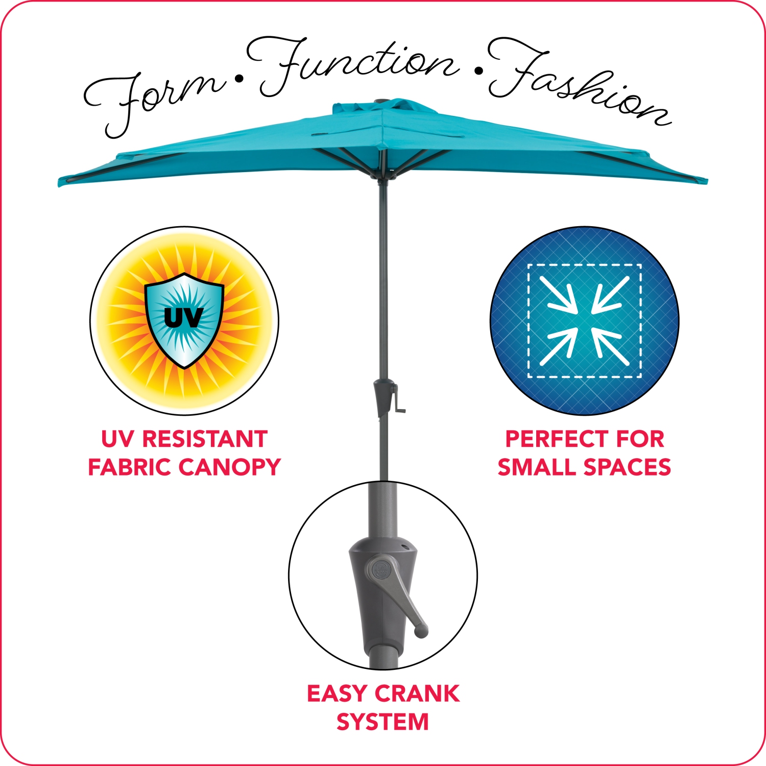 CorLiving 8.5Ft UV Resistant Half Umbrella