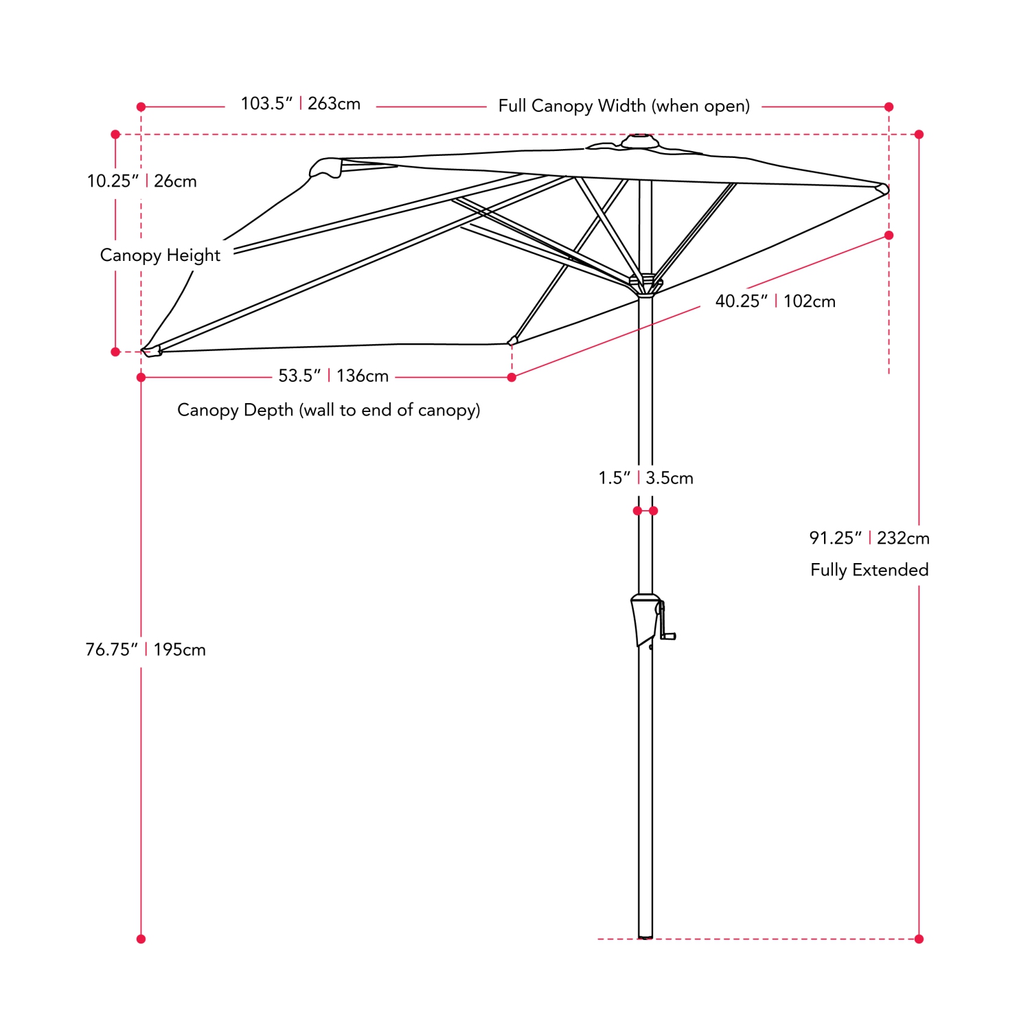 CorLiving 8.5Ft UV Resistant Half Umbrella