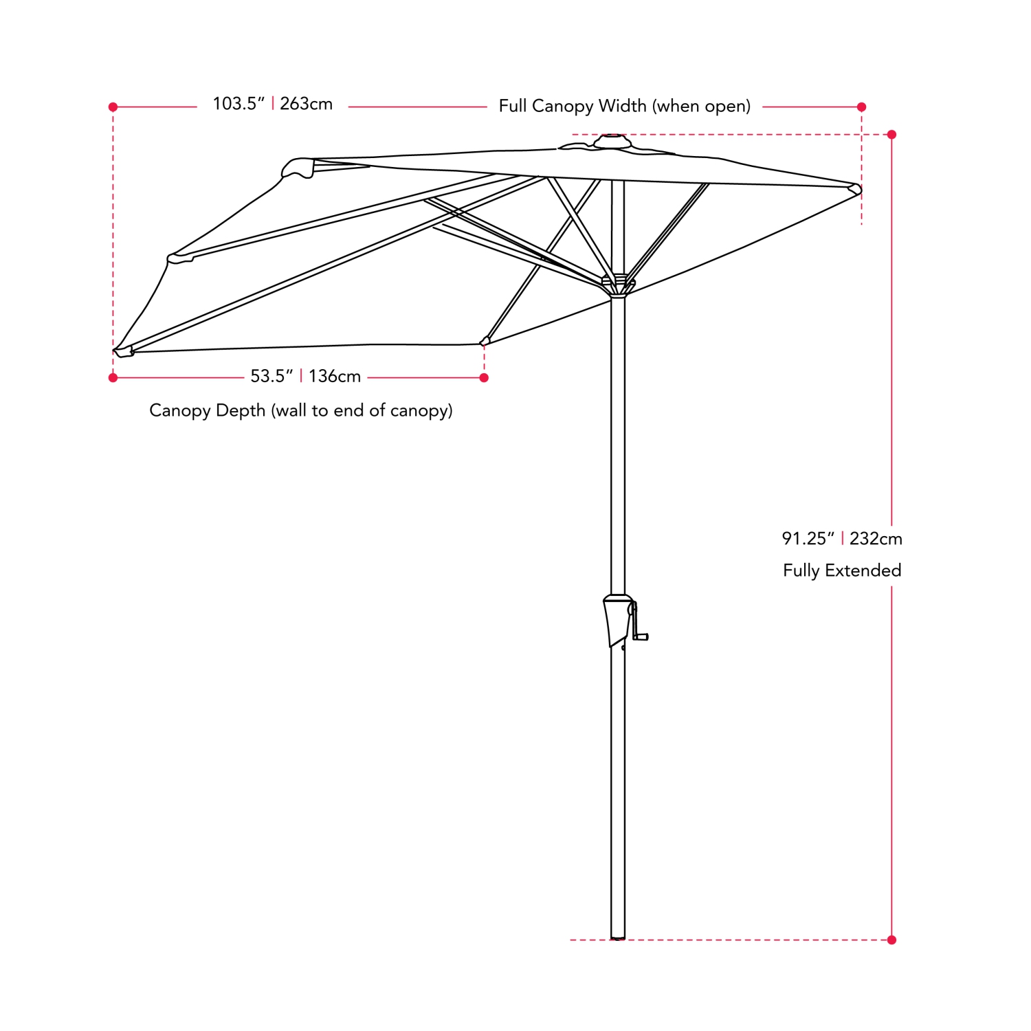 CorLiving 8.5Ft UV Resistant Half Umbrella