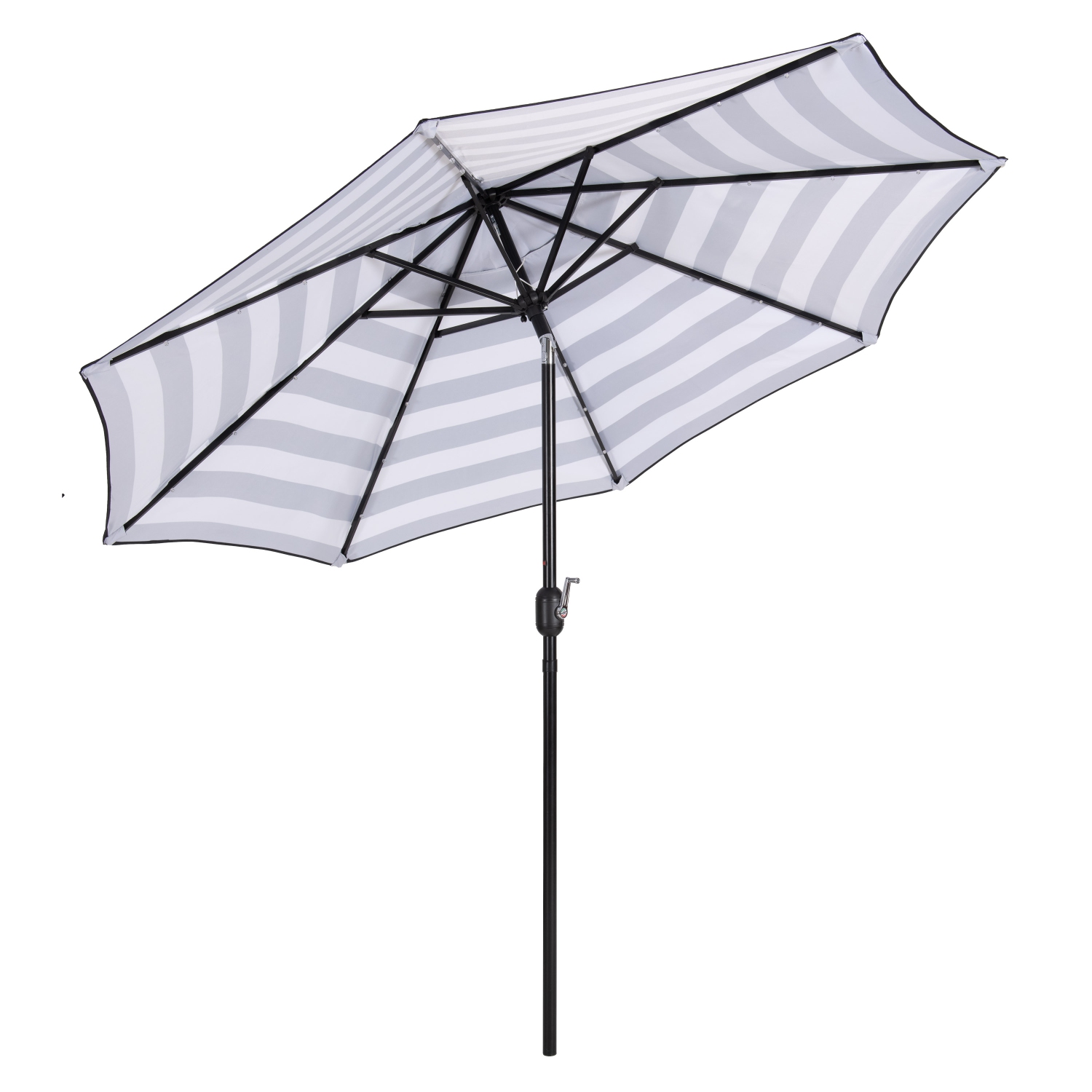 Corliving Pegasus 9ft Outdoor Tilting Patio Umbrella, Lighted Outdoor Umbrella with Solar Lights, for Patio, Backyard, Balcony