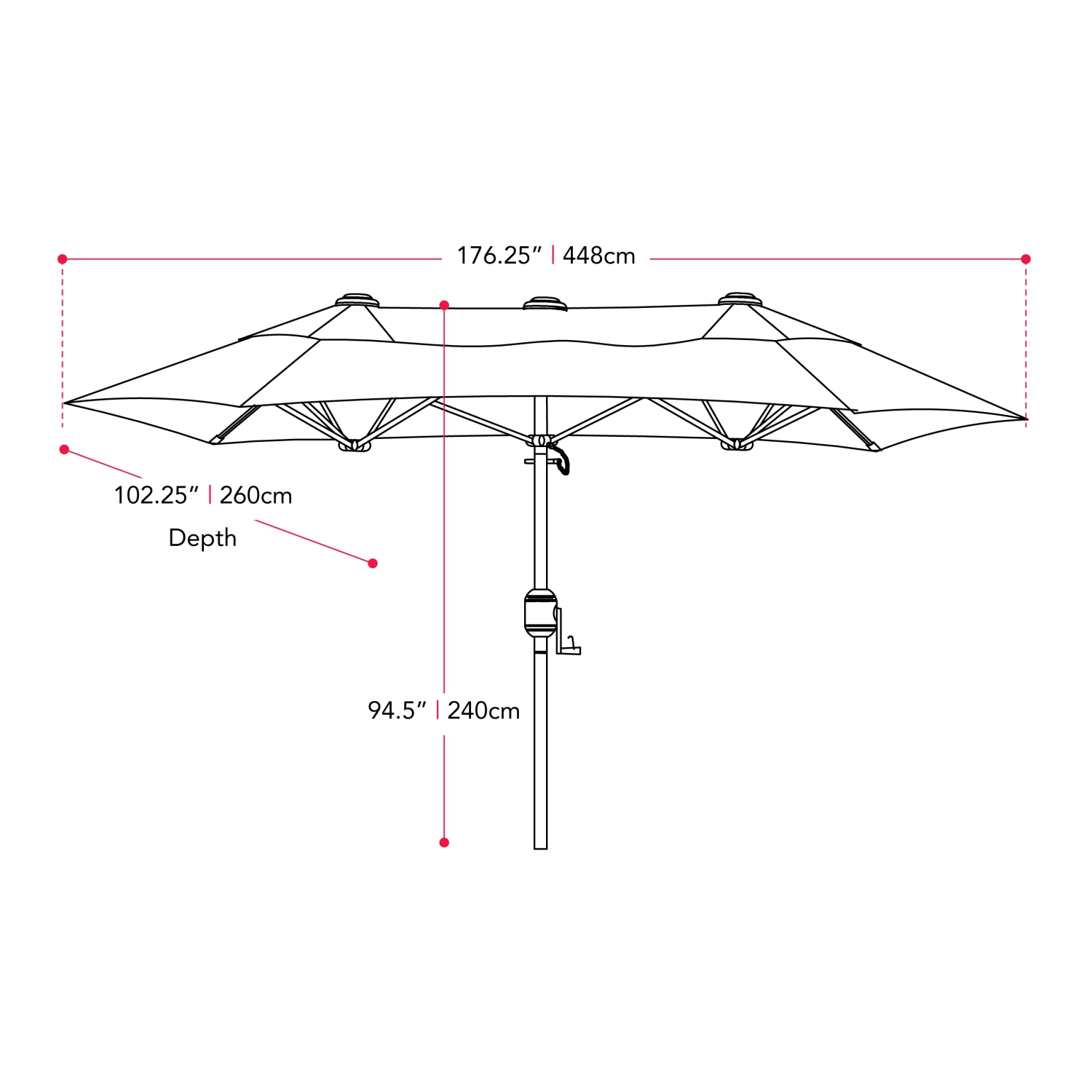 Parasol double de 15 pieds