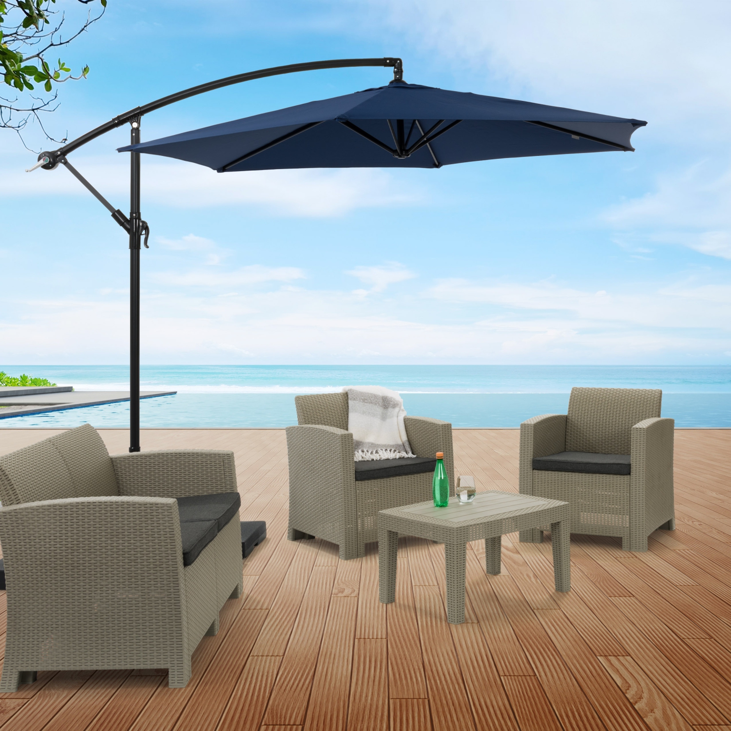 Parasol cantilever inclinable de 9 pieds