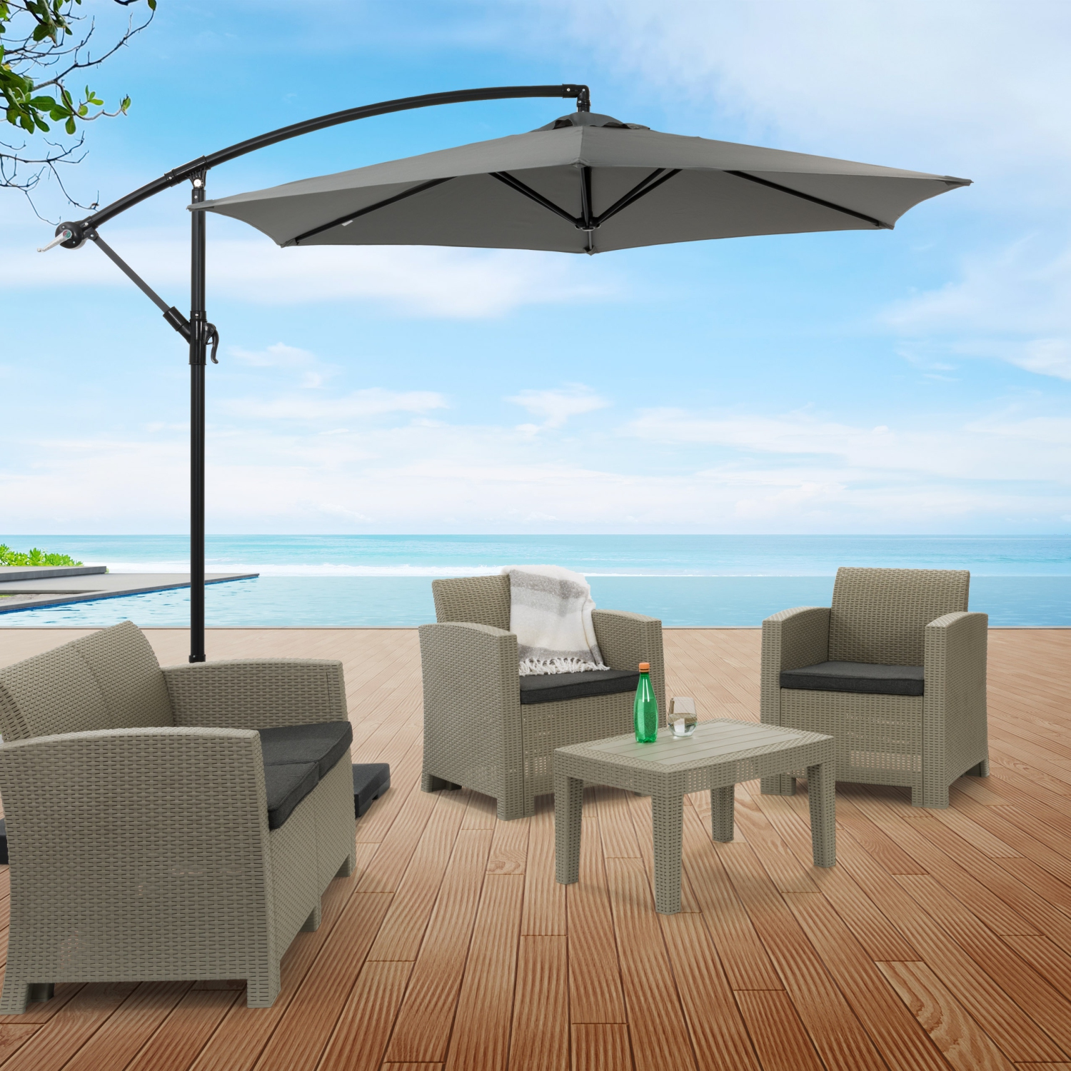Parasol cantilever inclinable de 9 pieds