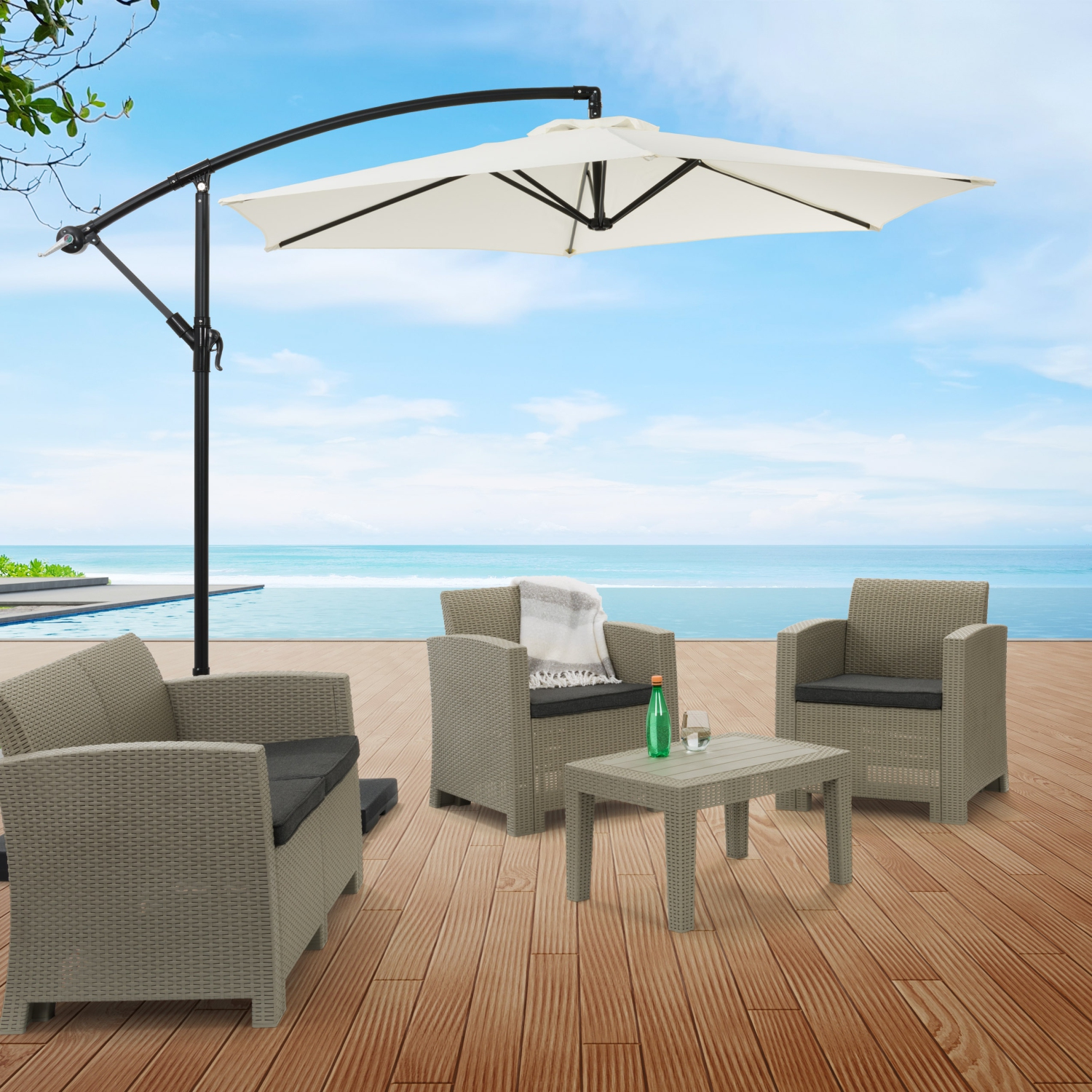 Parasol cantilever inclinable de 9 pieds