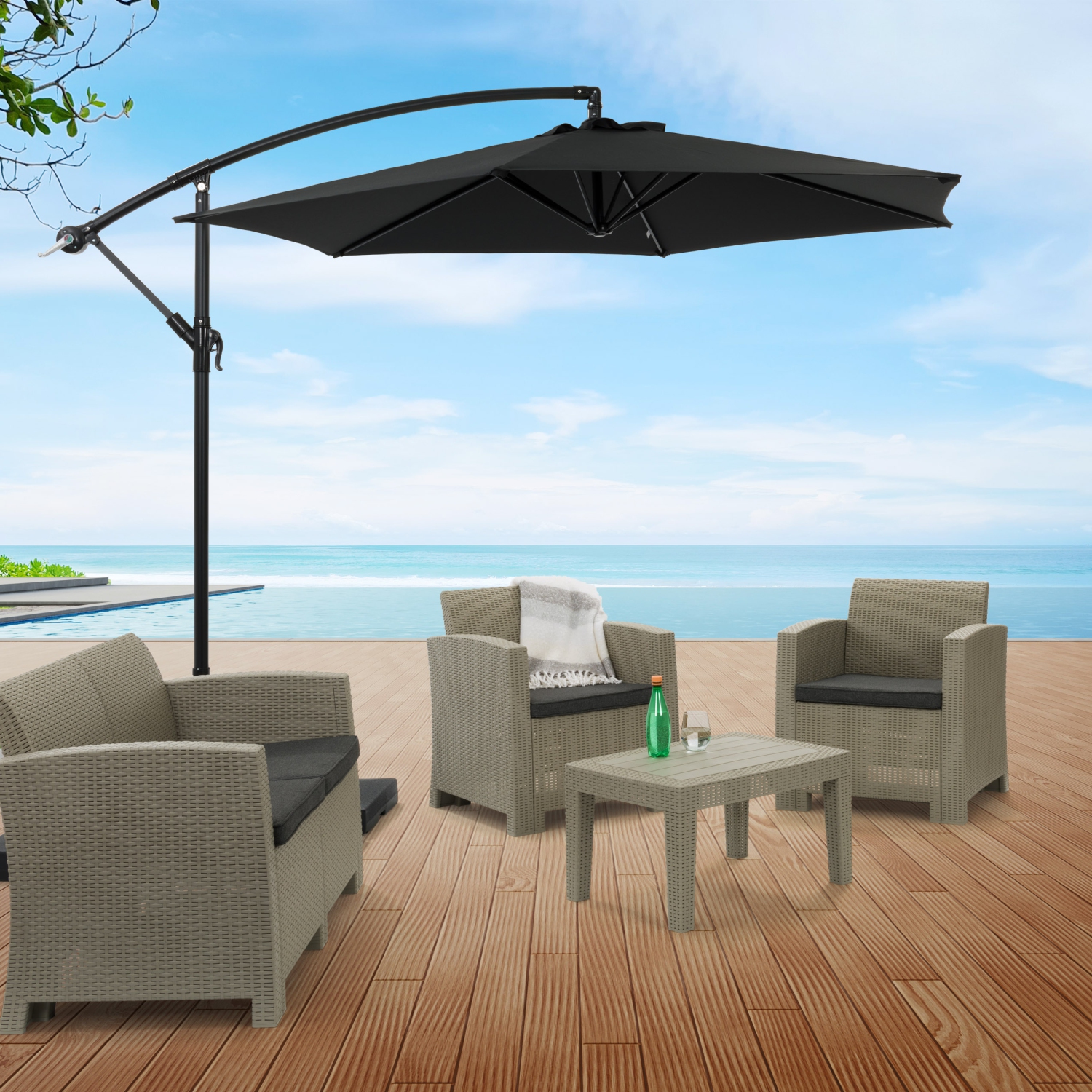 Parasol cantilever inclinable de 9 pieds