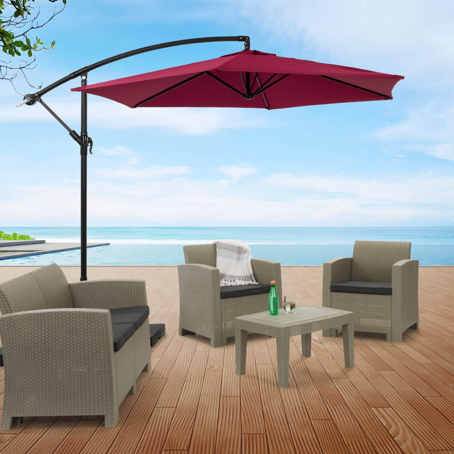 Parasol cantilever inclinable de 9 pieds
