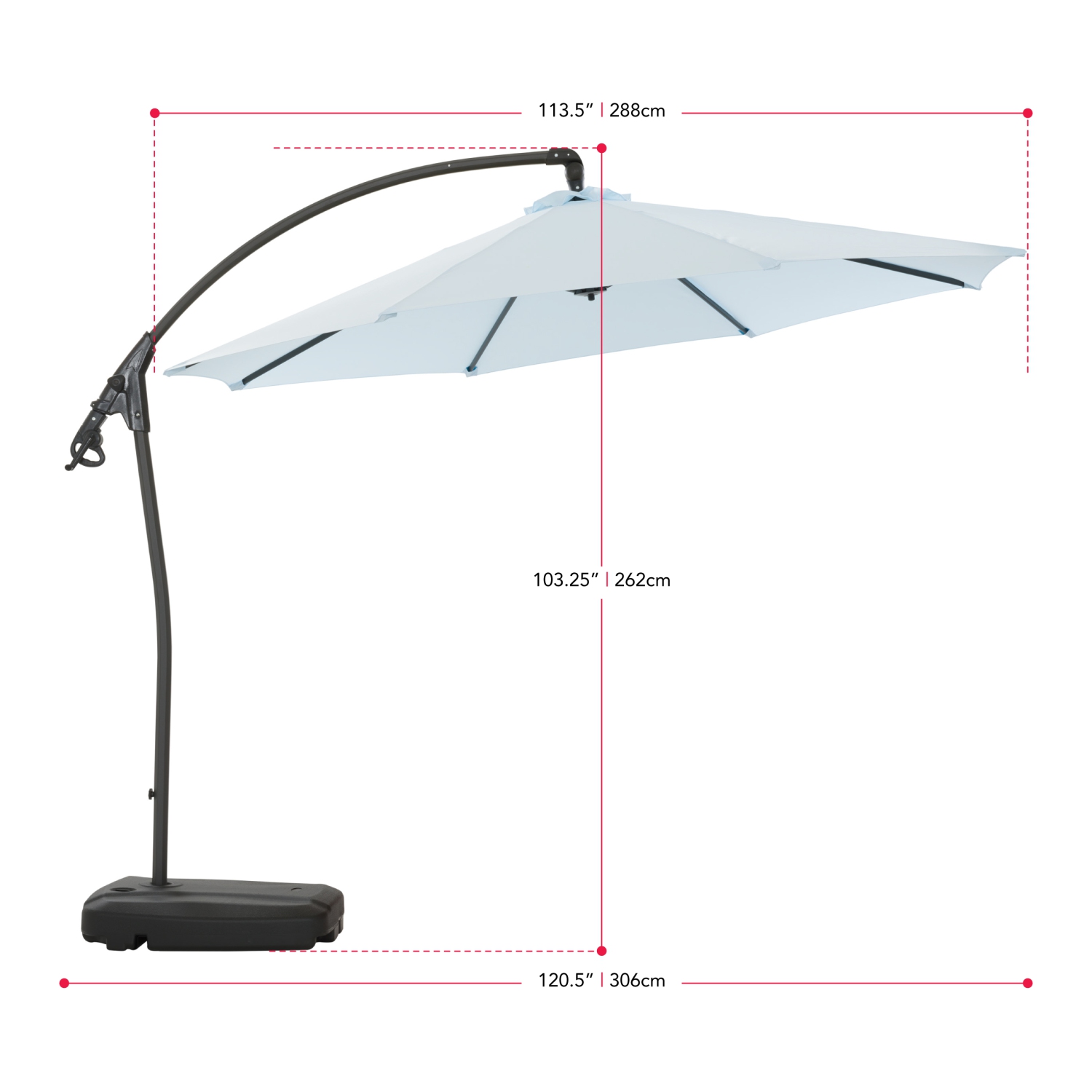 CorLiving 9.5 Ft Cantilever Patio Umbrella in Light Blue