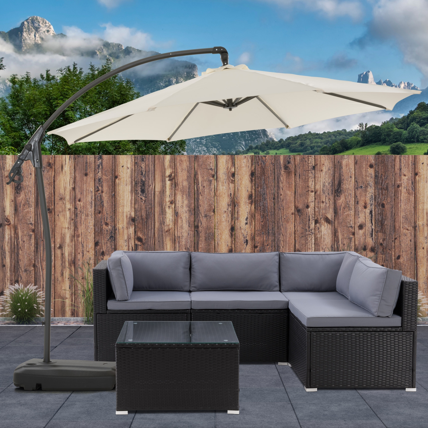 Parasol cantilever de 9,5 pieds en blanc