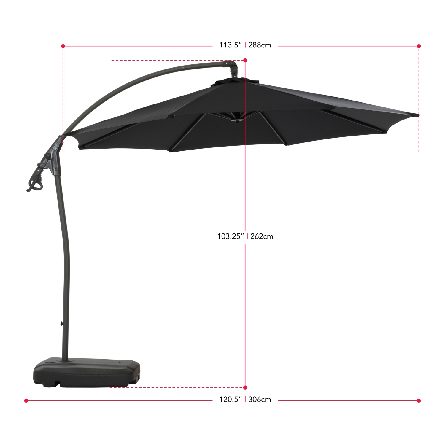 CorLiving 9.5 Ft Cantilever Patio Umbrella in Black