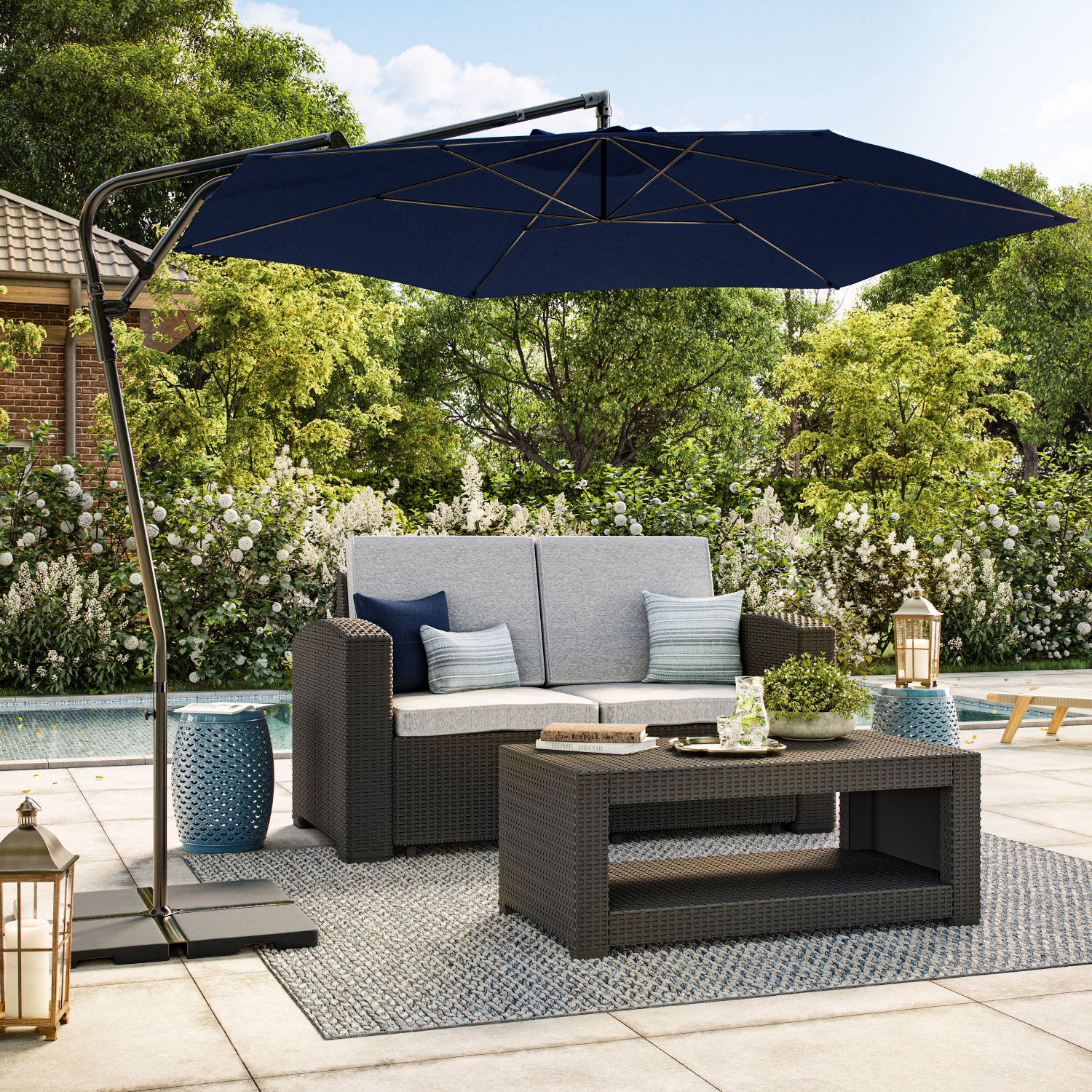 CorLiving 10ft Cantilever Patio Umbrella, Tilting