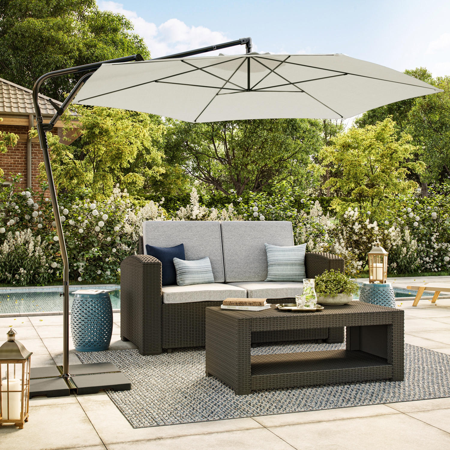 CorLiving 10ft Cantilever Patio Umbrella, Tilting