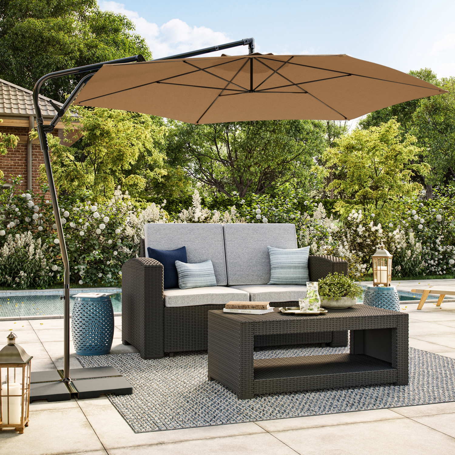 CorLiving 10ft Cantilever Patio Umbrella, Tilting