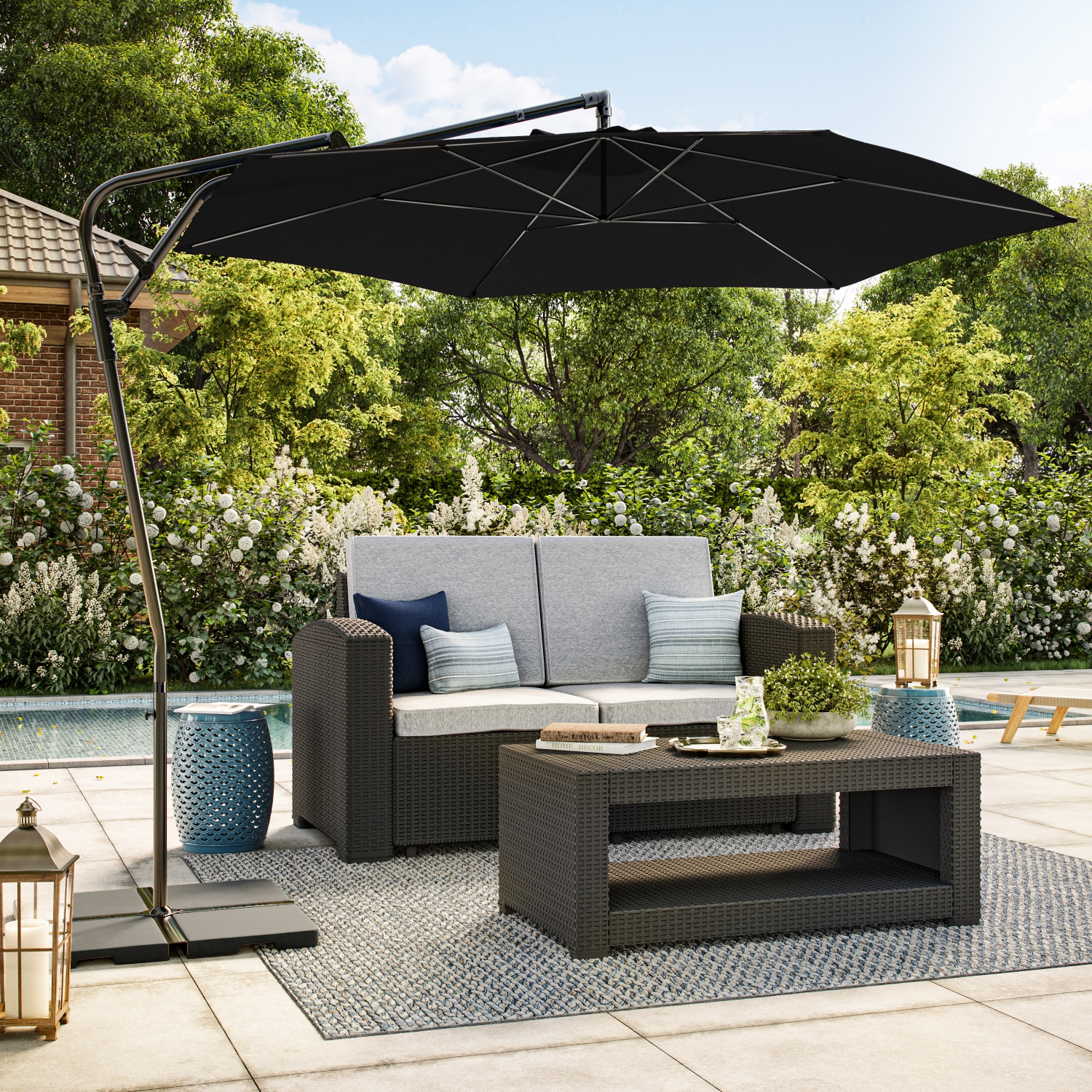 CorLiving 10ft Cantilever Patio Umbrella, Tilting