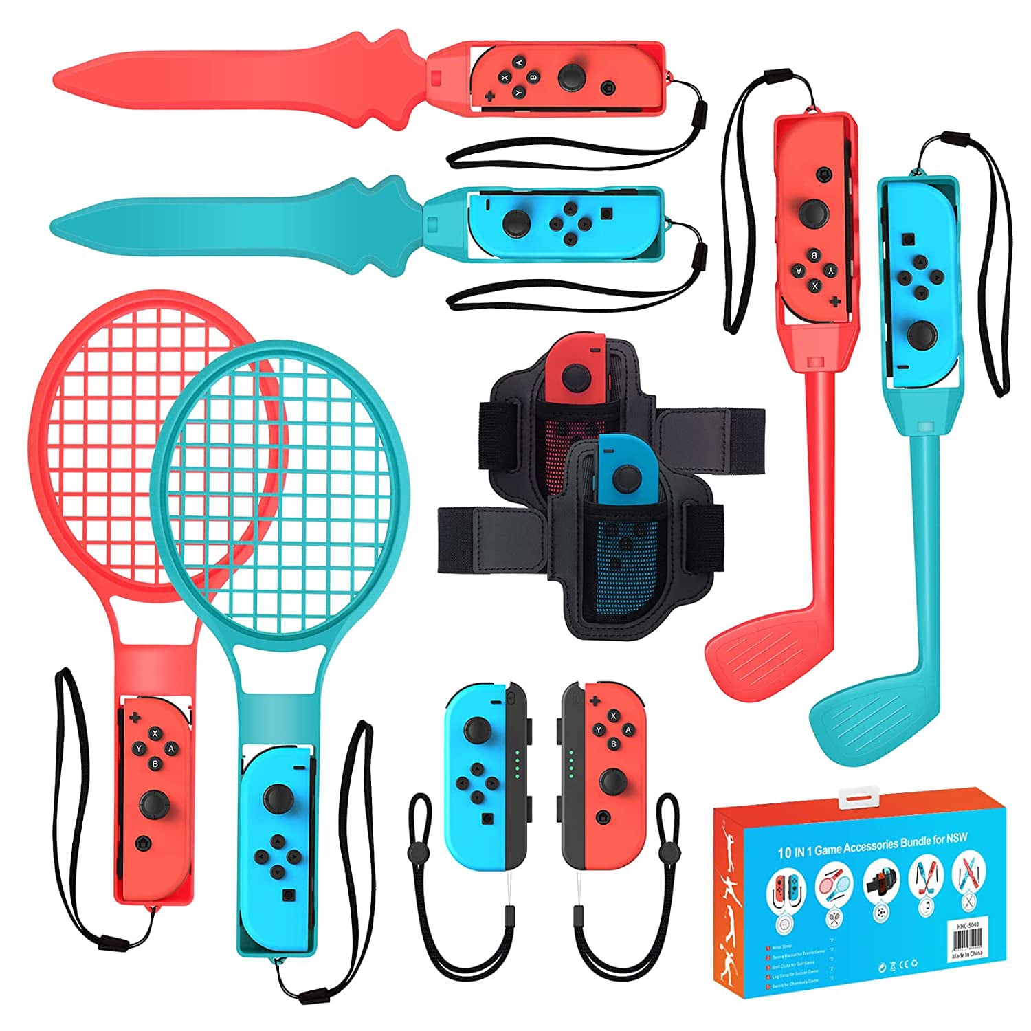 2022 Nintendo Switch Sports Accessories Bundle -10 in 1 Family Accessories Kit for Switch Sports Games Compatible with Switch/Switch OLED