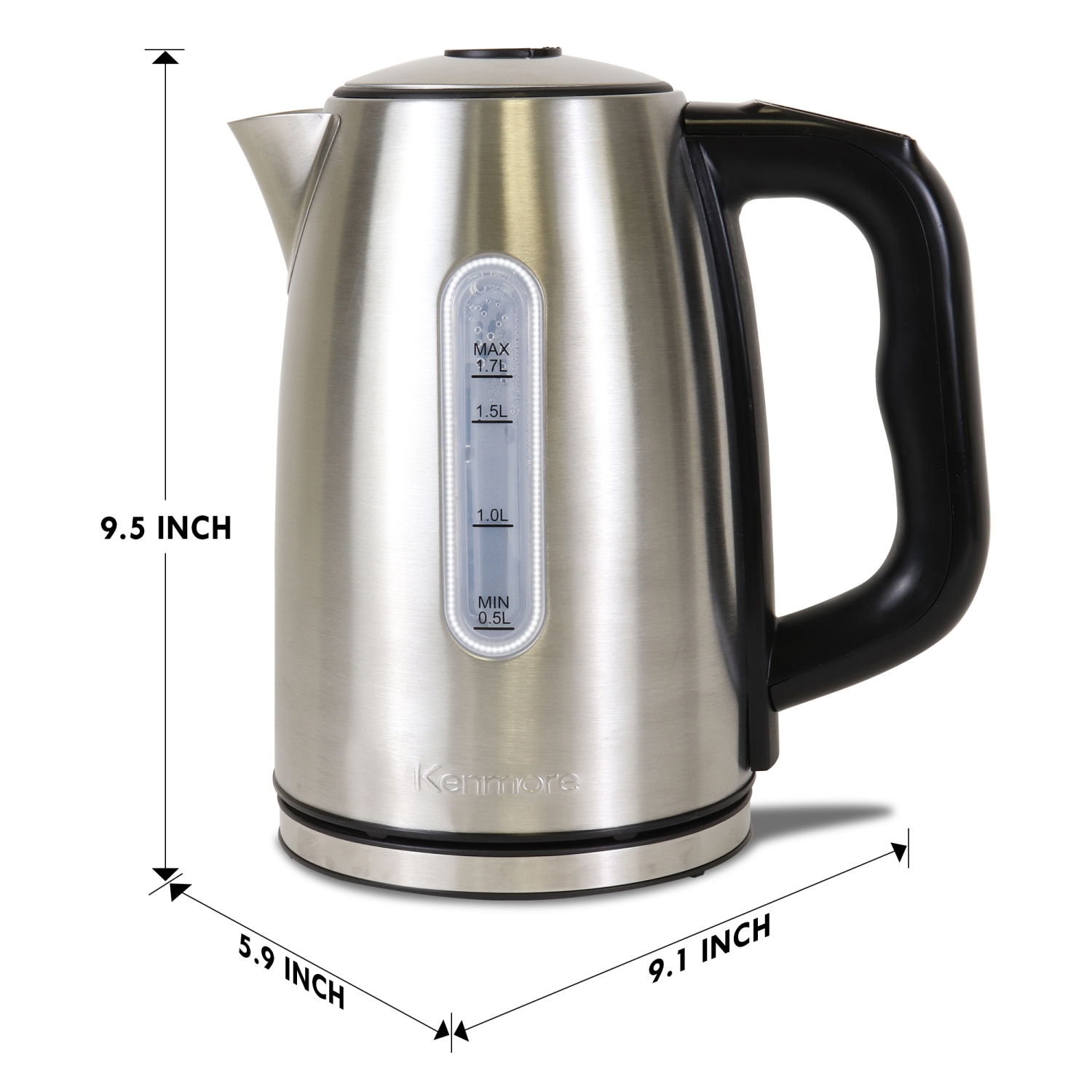 Kenmore 1.7 L Cordless Electric Kettle, 6 Temperature Pre-Sets, Stainless Steel Teakettle, Auto Shut-off, Keep Warm, and Boil-Dry Protection