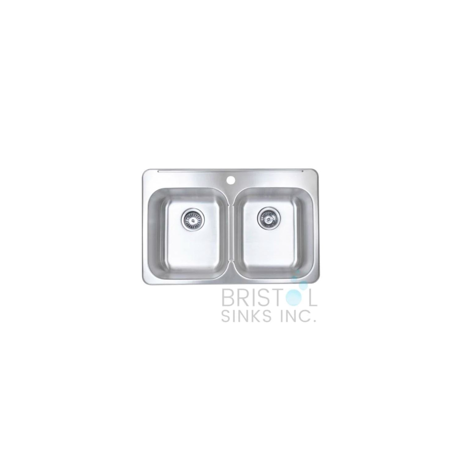 Bristol Sinks Évier de cuisine à double cuve en acier inoxydable à 1 trou encastrable