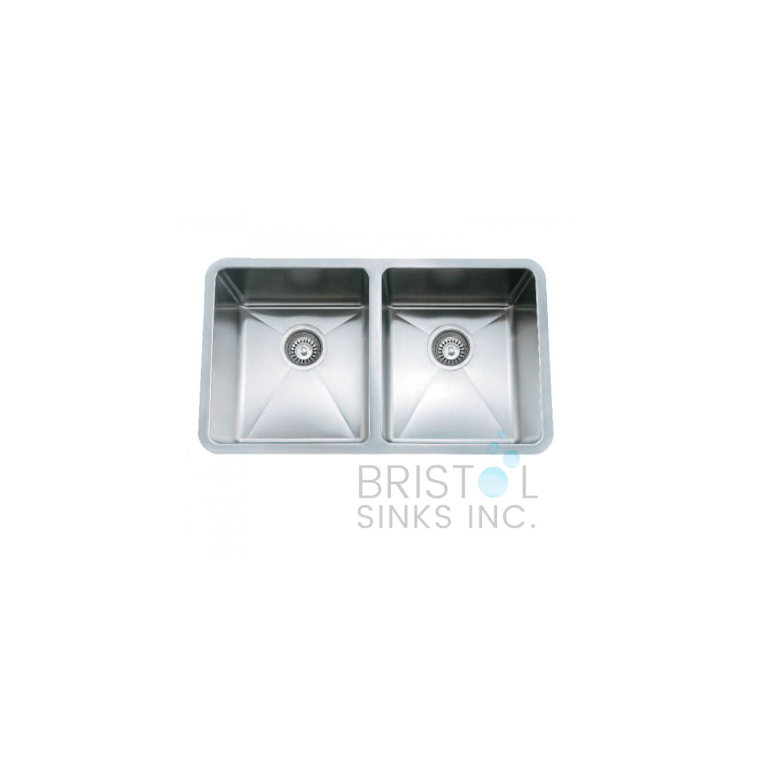 Évier de cuisine en acier inoxydable à encastrer Bristol Sinks, coins de 20 mm