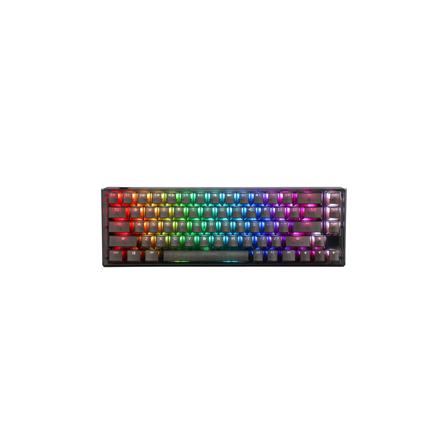 Ducky ONE 3 Aura RGB Hot-Swappable Mechanical Keyboard - Double-Shot PBT Keycaps, Cherry MX Blue Switches, Anti-Ghosting Dual-layer PCB, SF (68 Keys), Translucent Black Design