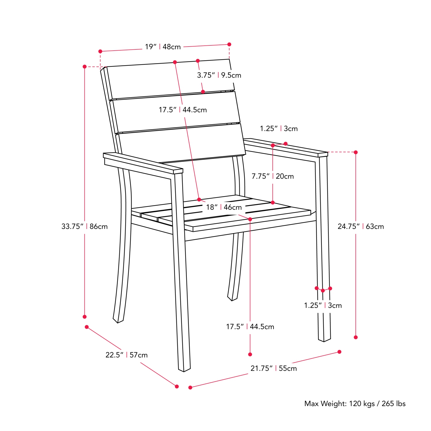 Chaises de salle à manger d’extérieur délavé par le soleil de CorLiving