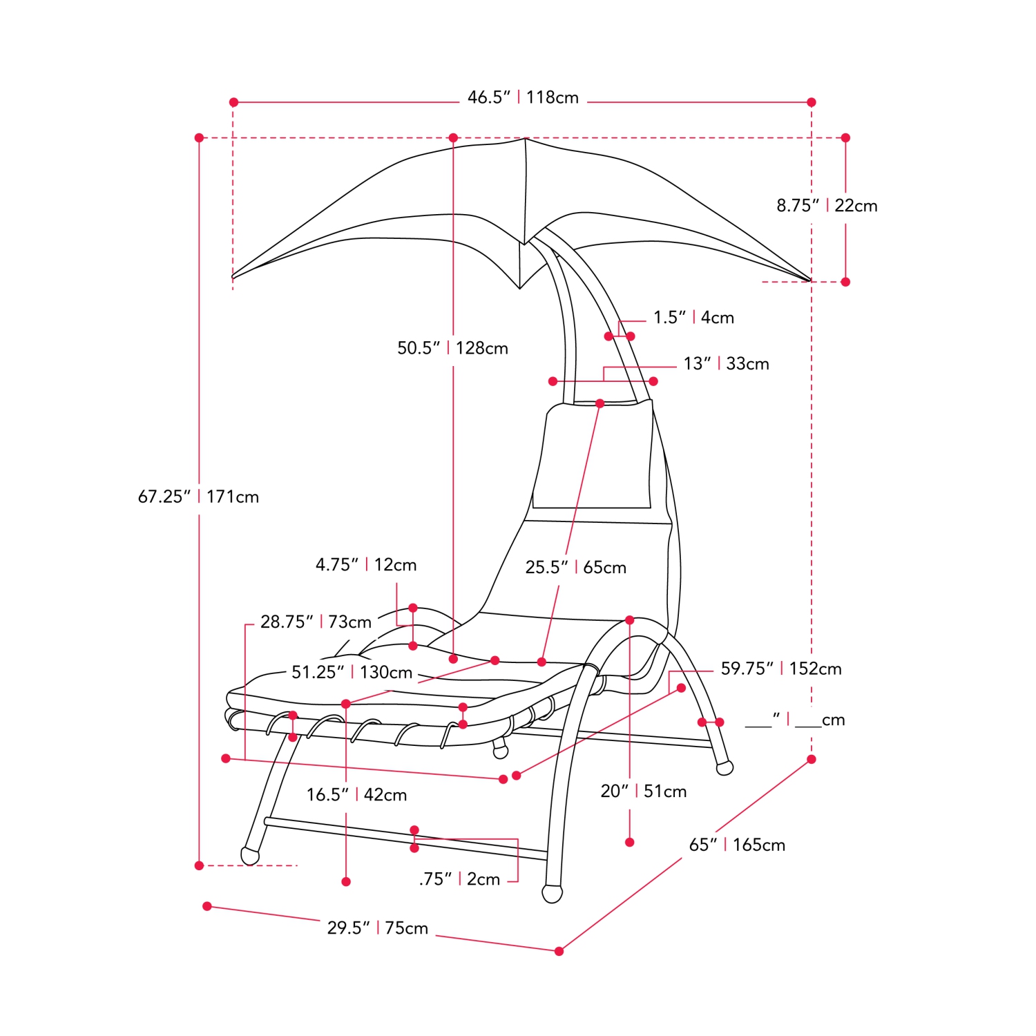 Chaise longue avec auvent
