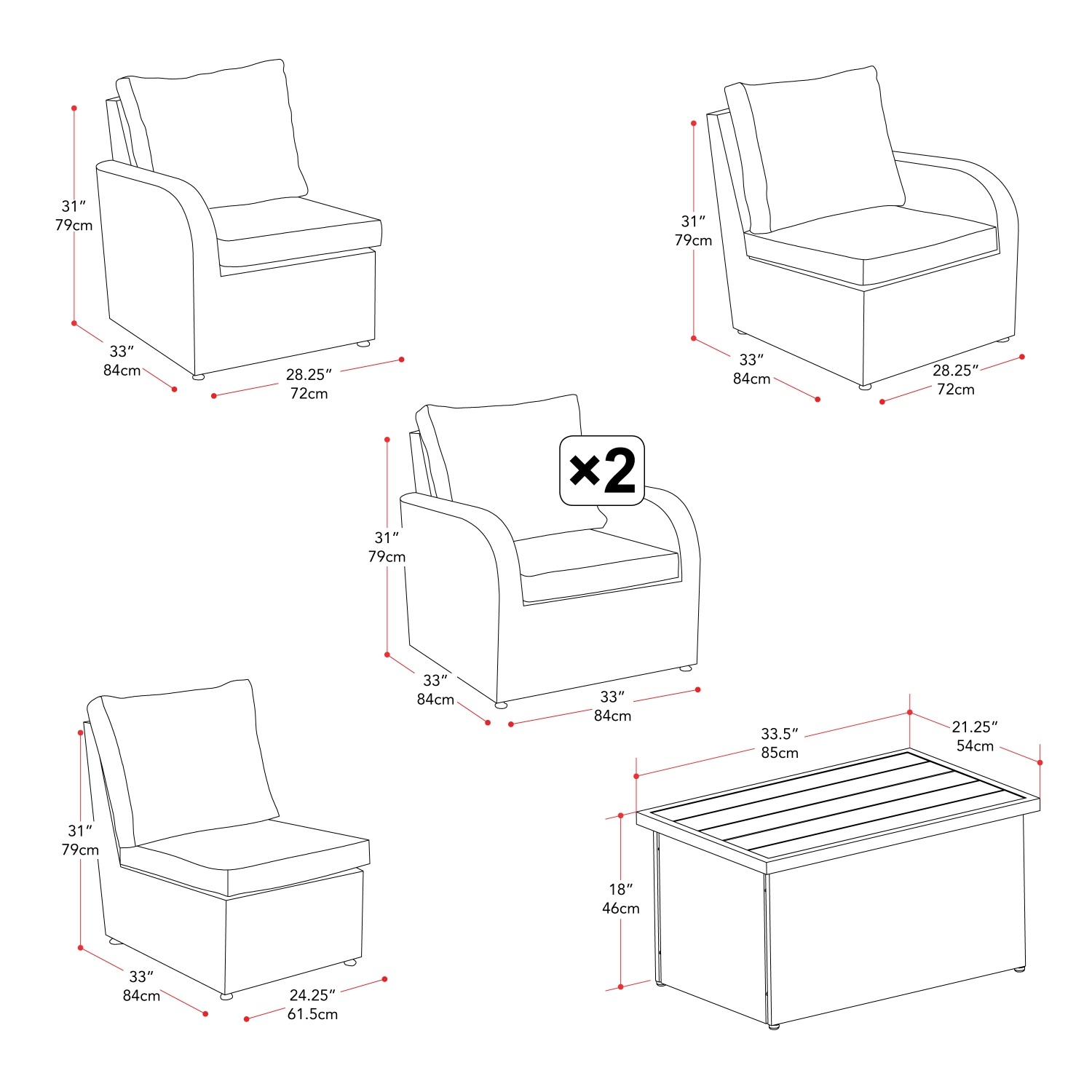 CorLiving Brisbane Outdoor Sofa 6-Piece Set