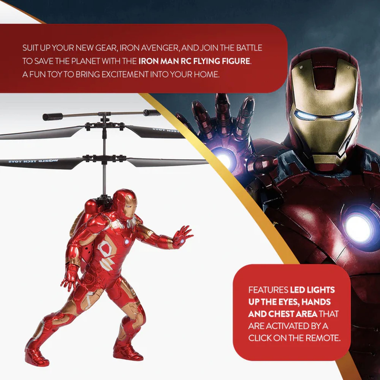 Marvel Avengers Iron Man Flying Figure IR Helicopter