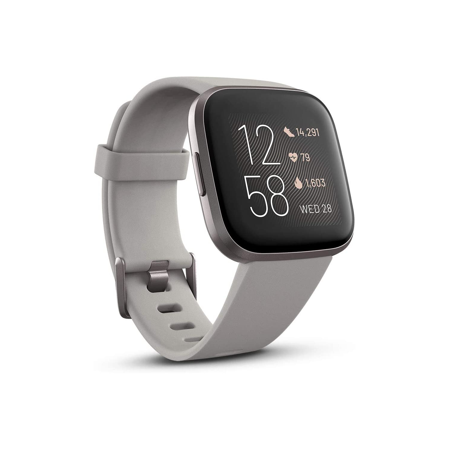 (Refurbished-Excellent) Fitbit Versa 2 Health and Fitness Smartwatch - Stone/mist Grey