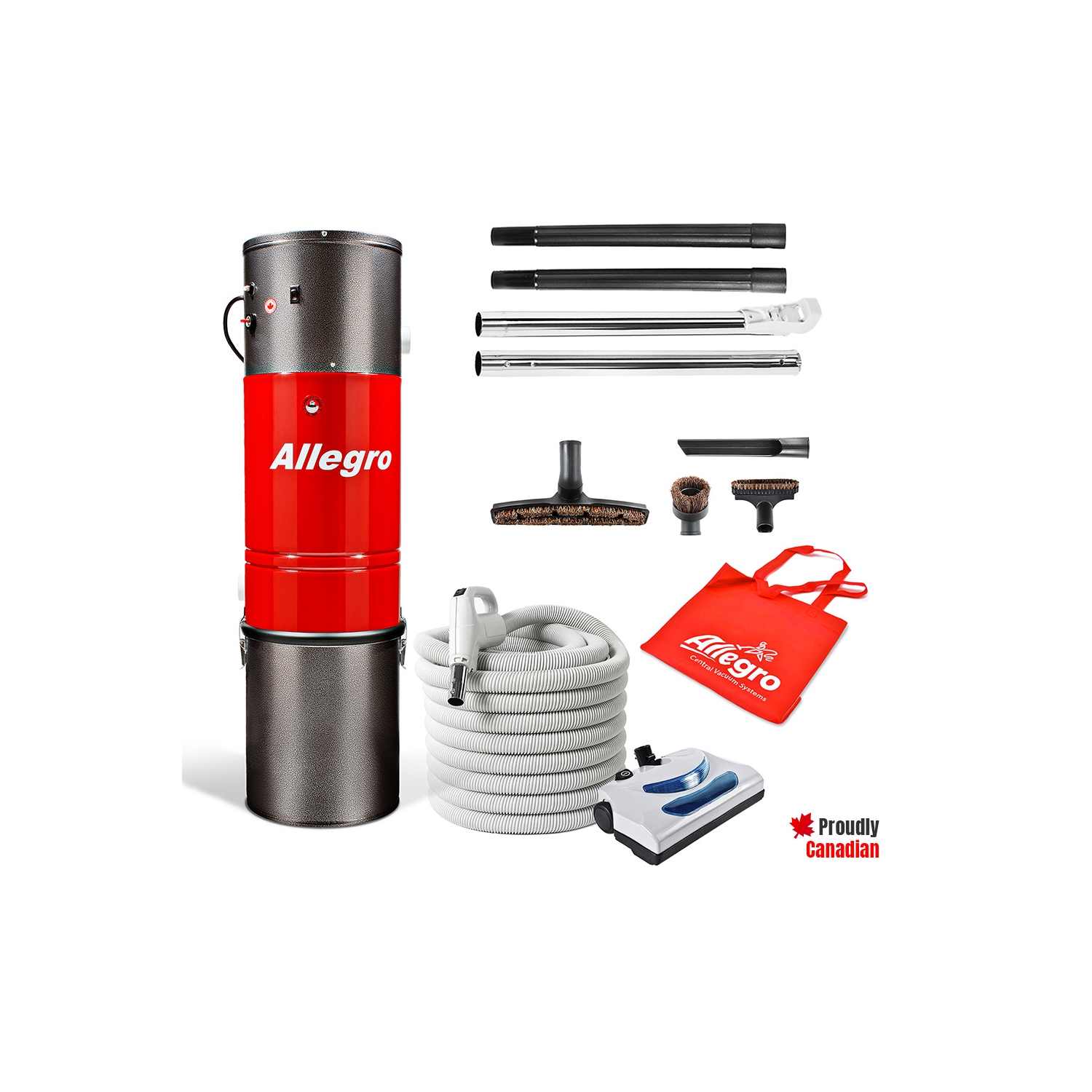 Allegro MU4101 Heavy Duty Powerful Central Vacuum System Tangential Discharge Bypass Ametek Lamb Motor Hybrid Filtration with Premium Deluxe Electric